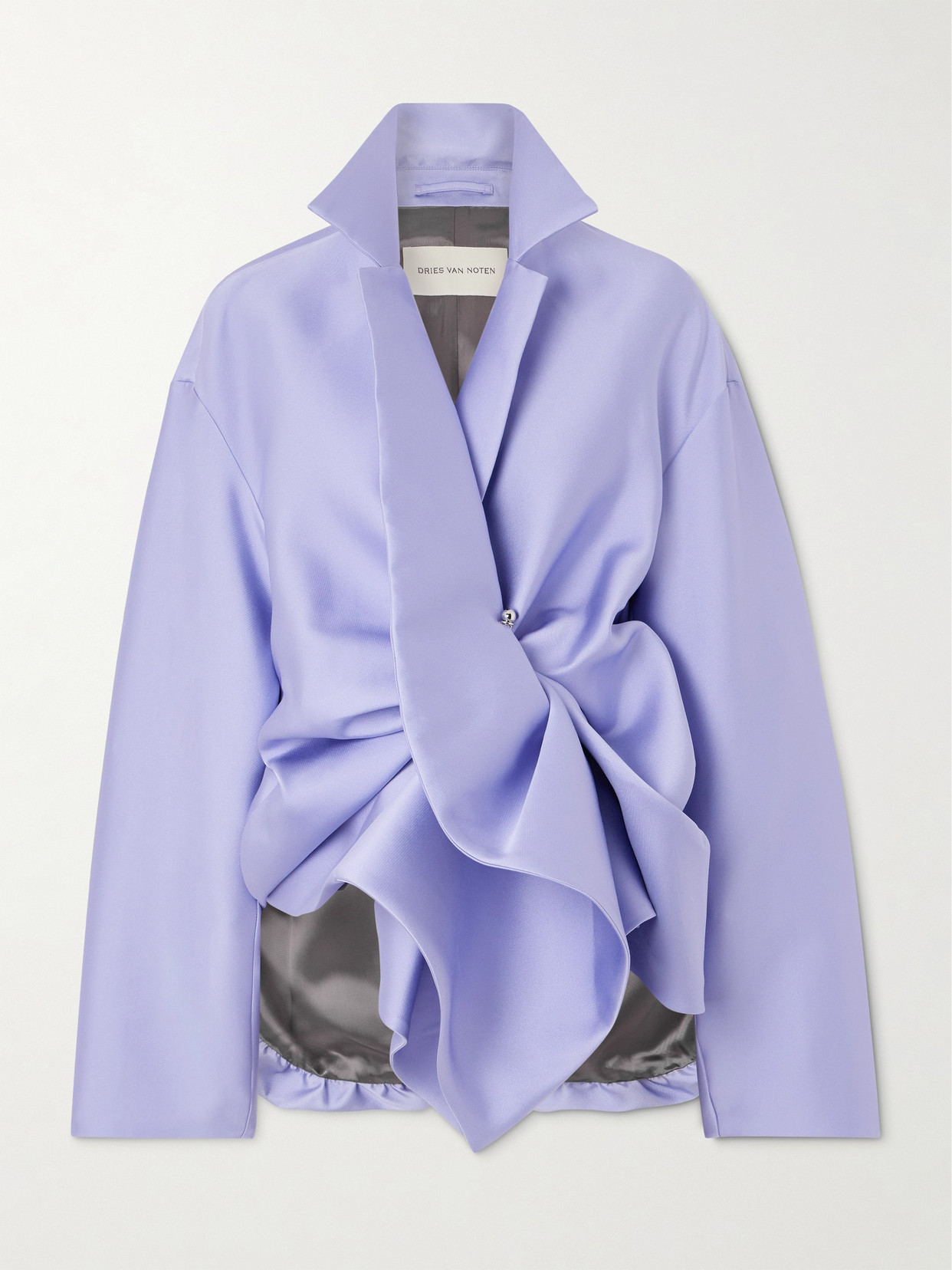 Dries Van Noten - Oversized Gathered Satin-twill Jacket - Purple