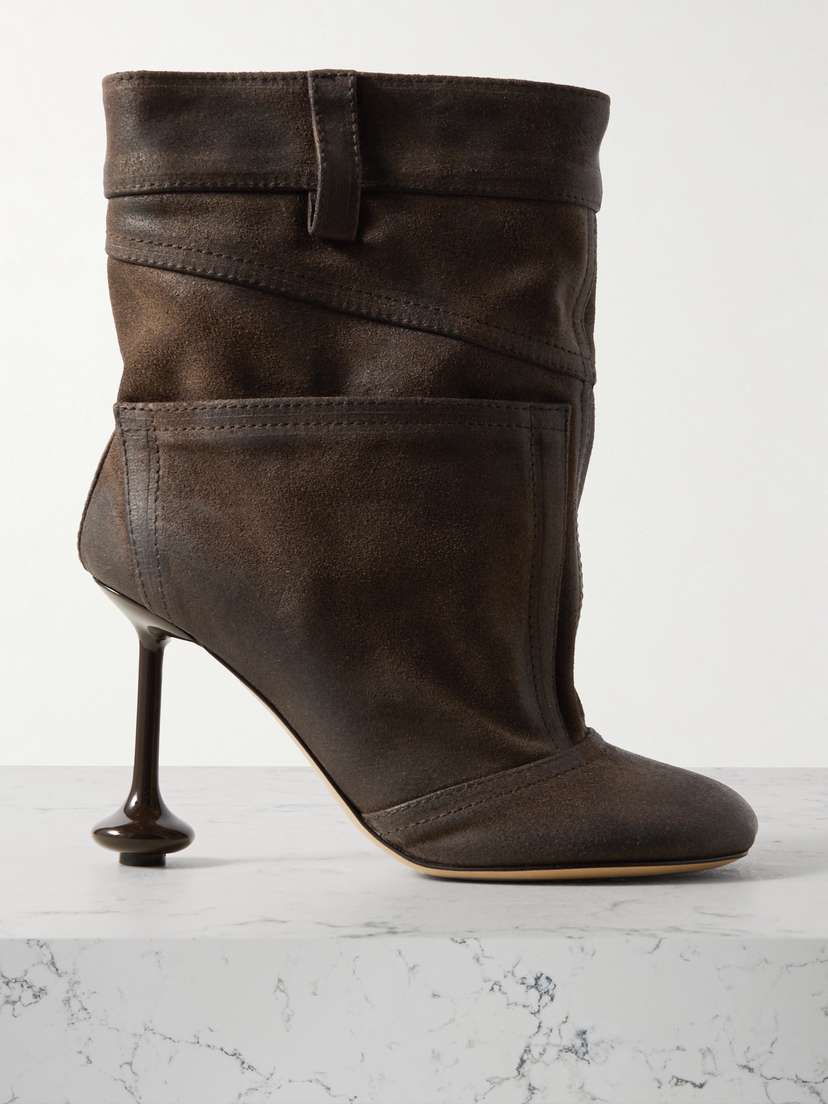 Loewe Toy Paneled Waxed-leather Ankle Boots