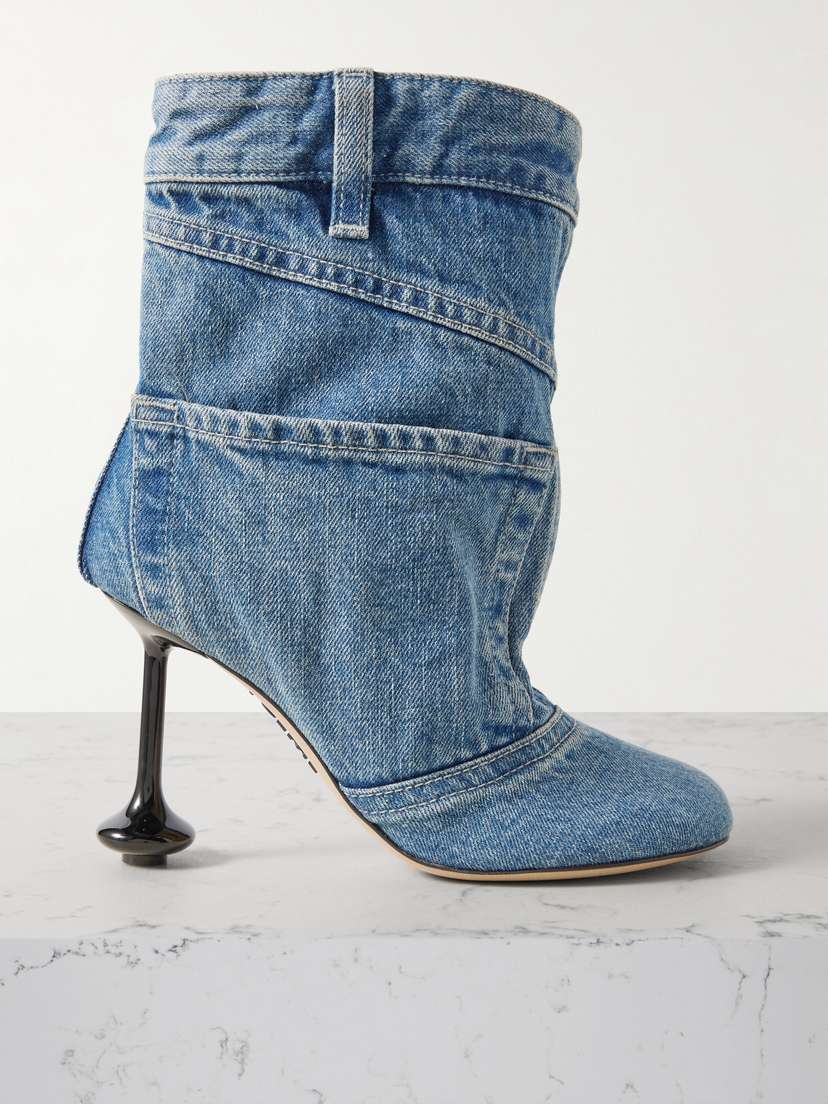Loewe Toy Paneled Denim Ankle Boots