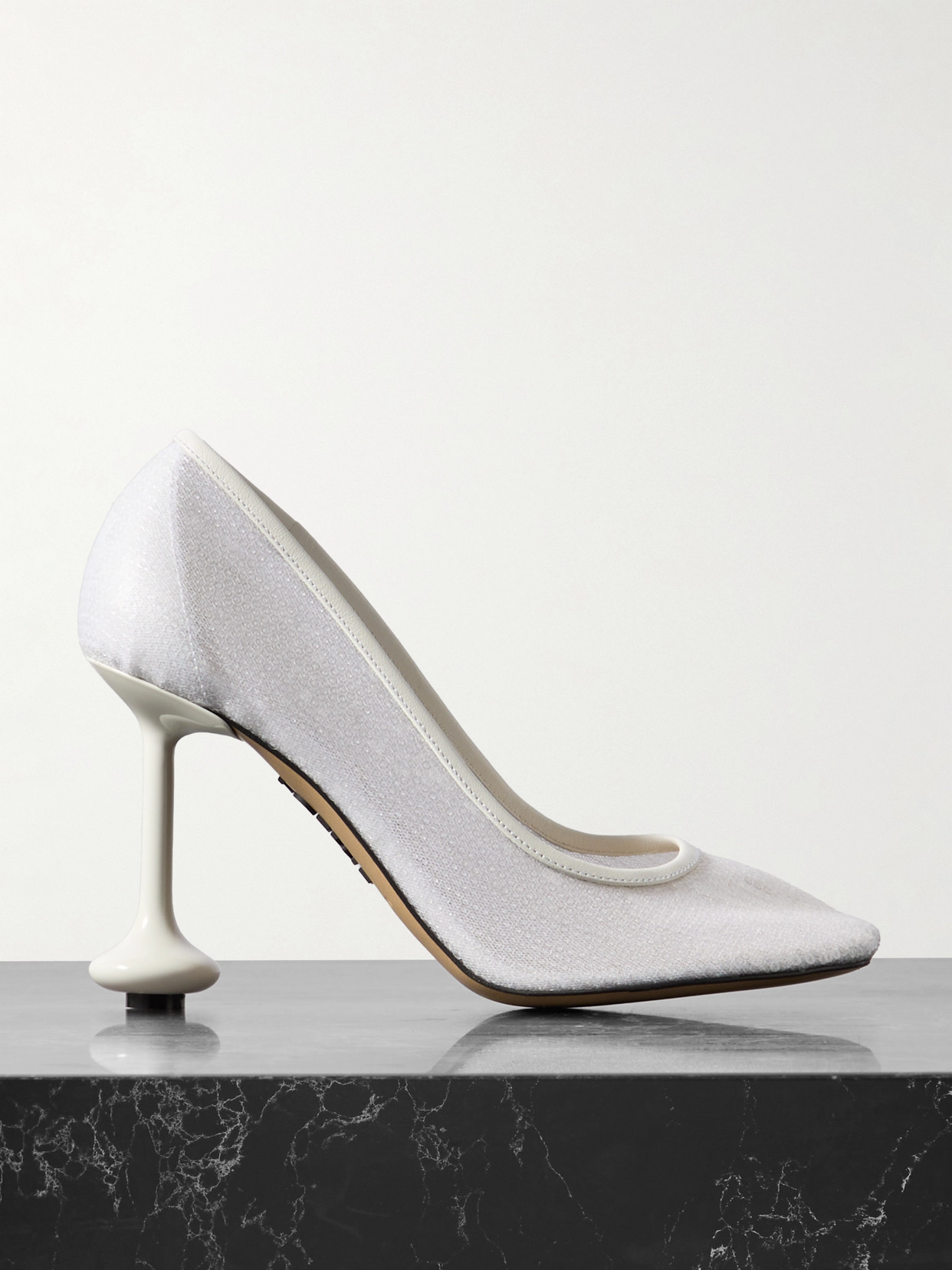 LOEWE - Toy Sequined Mesh Pumps - White