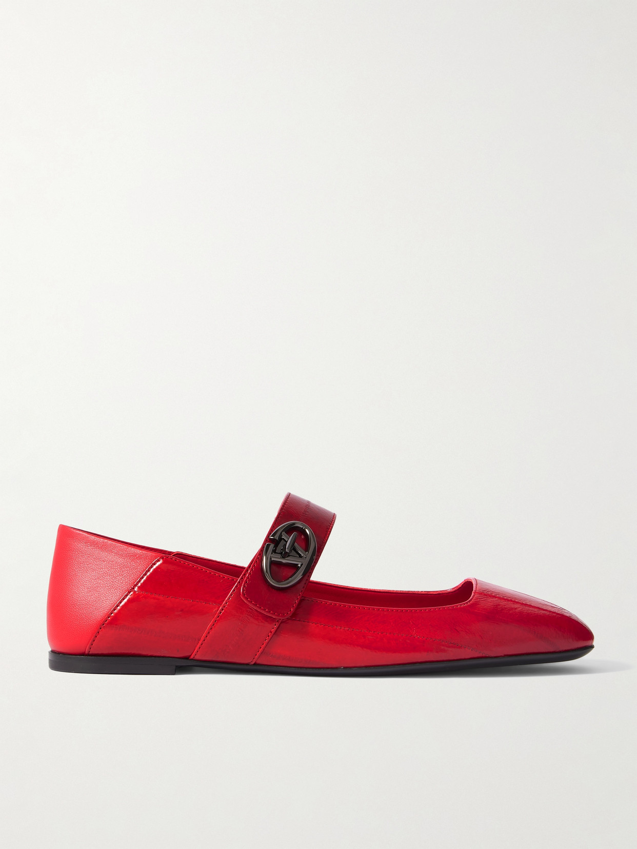 Valentino Garavani - Vlogo Locker Leather Ballet Pumps - Red