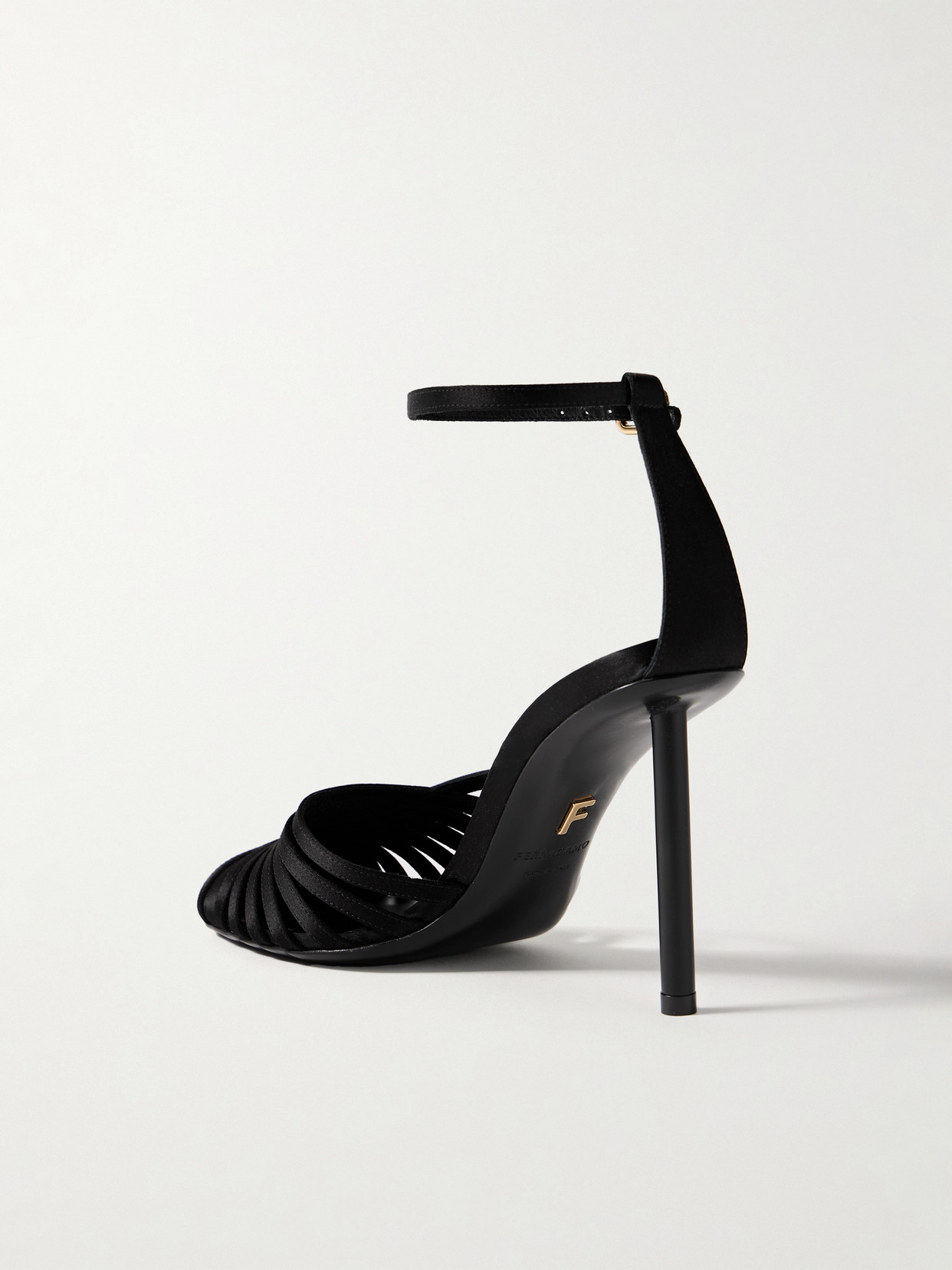 Ferragamo Nappa Leather Ermelia Pumps With Ankle Strap In Black