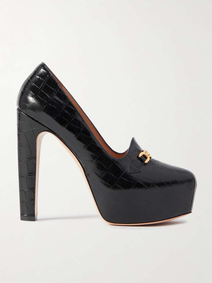 Tom Ford Embellished Croc-effect Leather Platform Pumps