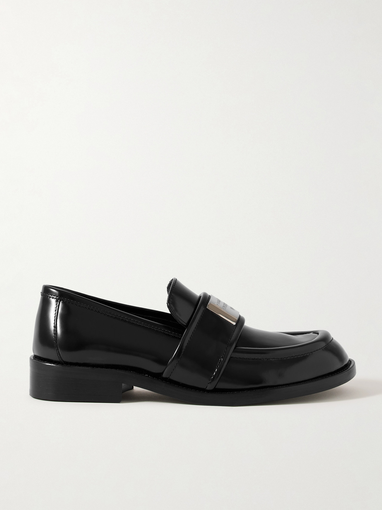 Acne Studios Embellished Glossed-leather Loafers In Black