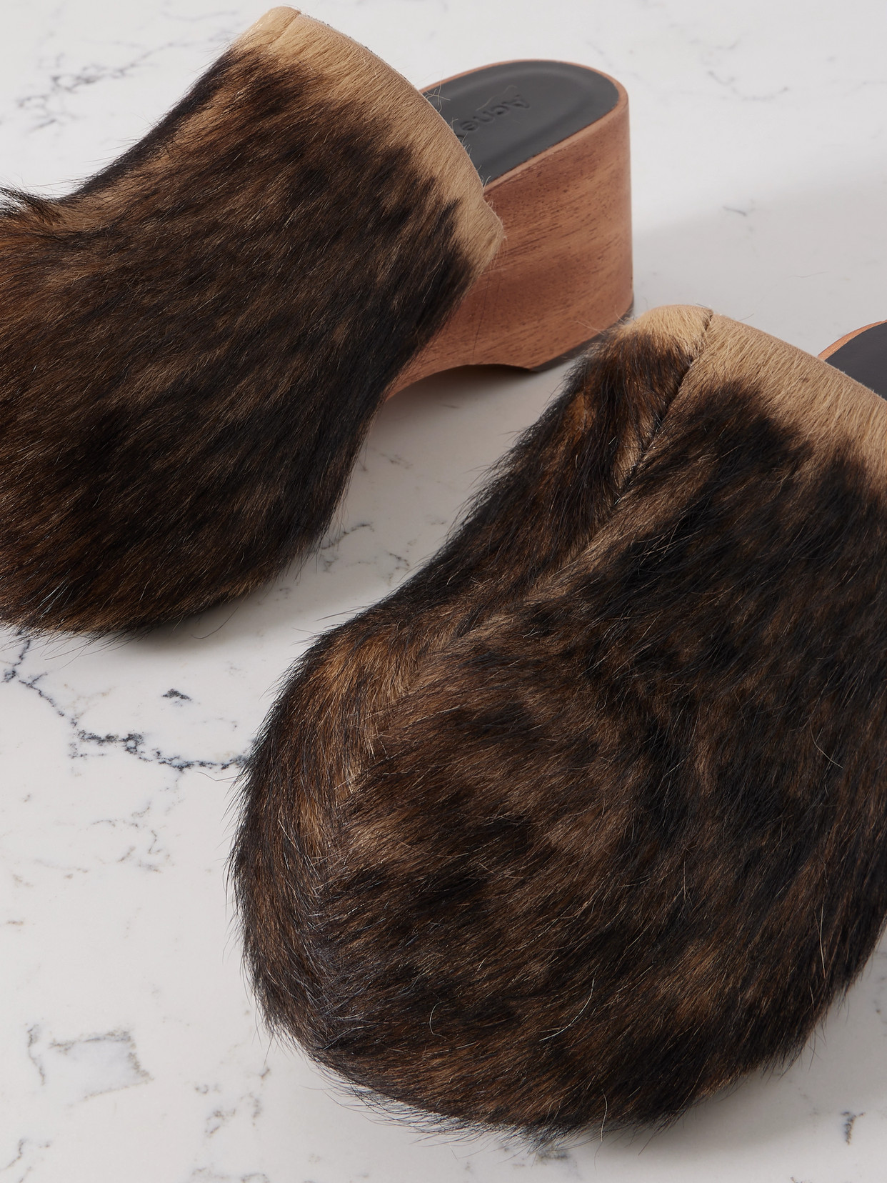 Calf Hair Platform Clogs