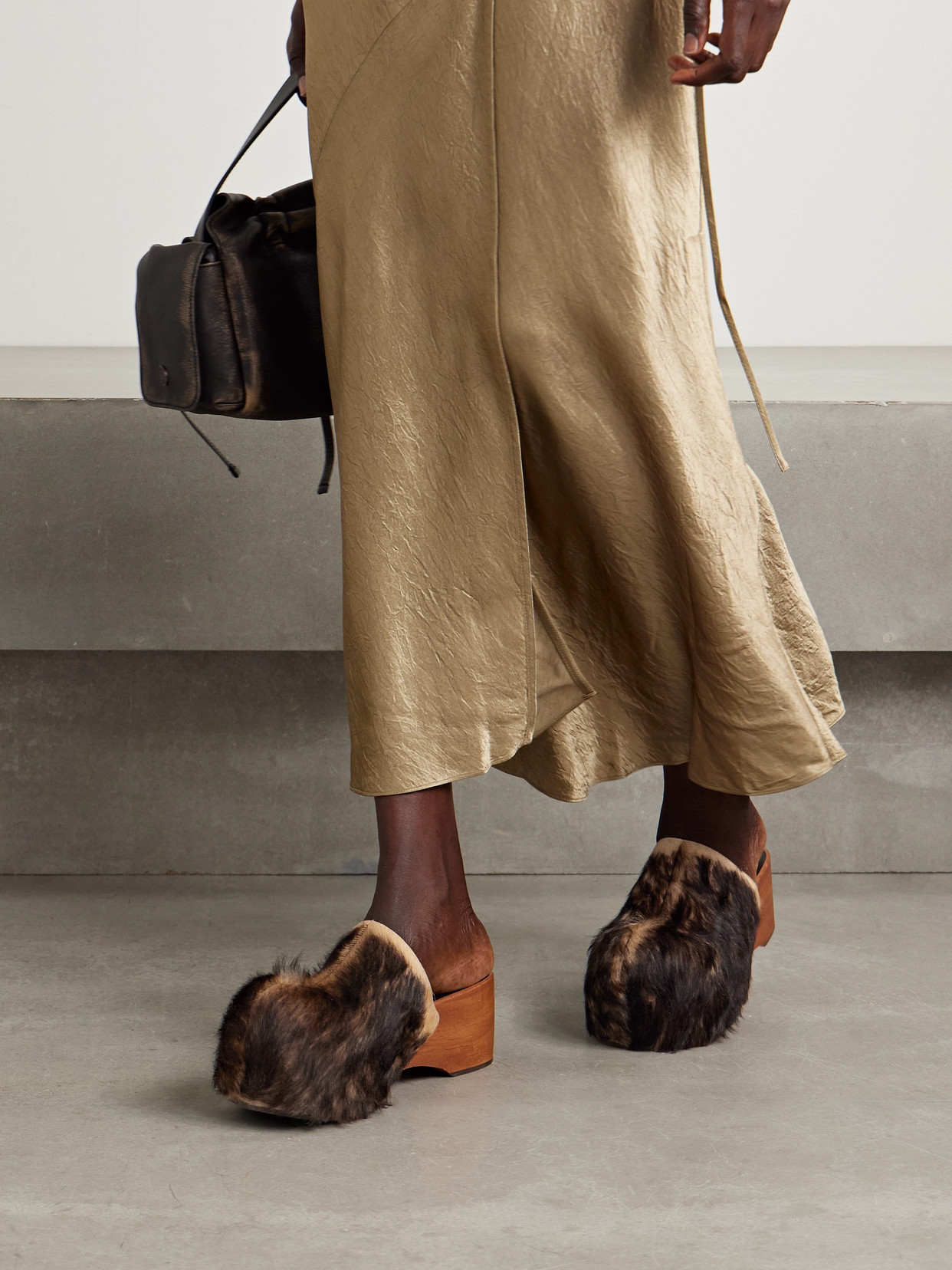 Calf Hair Platform Clogs