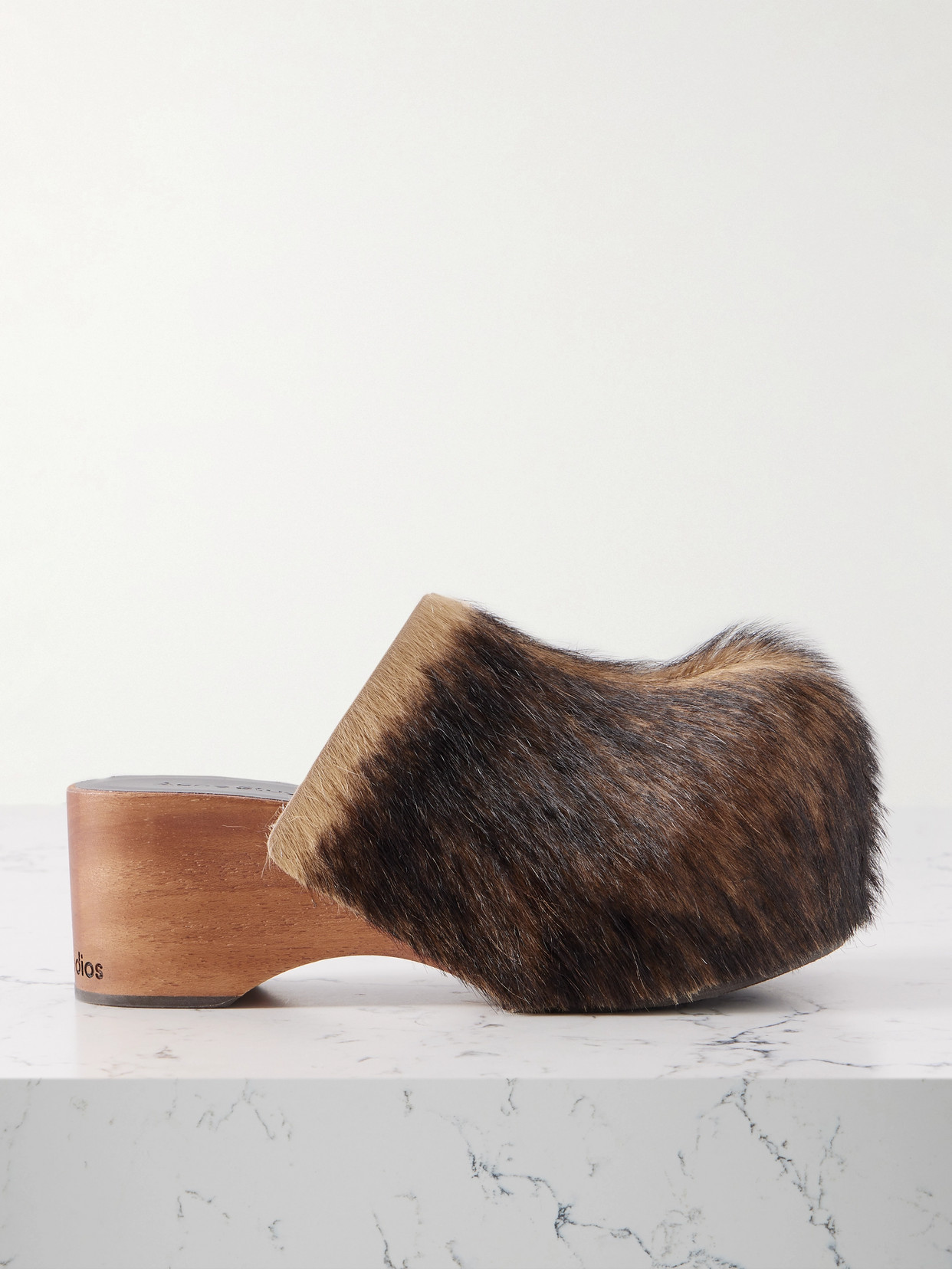 Acne Studios - Calf Hair Platform Clogs - Brown