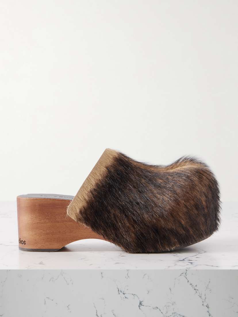 Acne Studios Calf Hair Platform Clogs