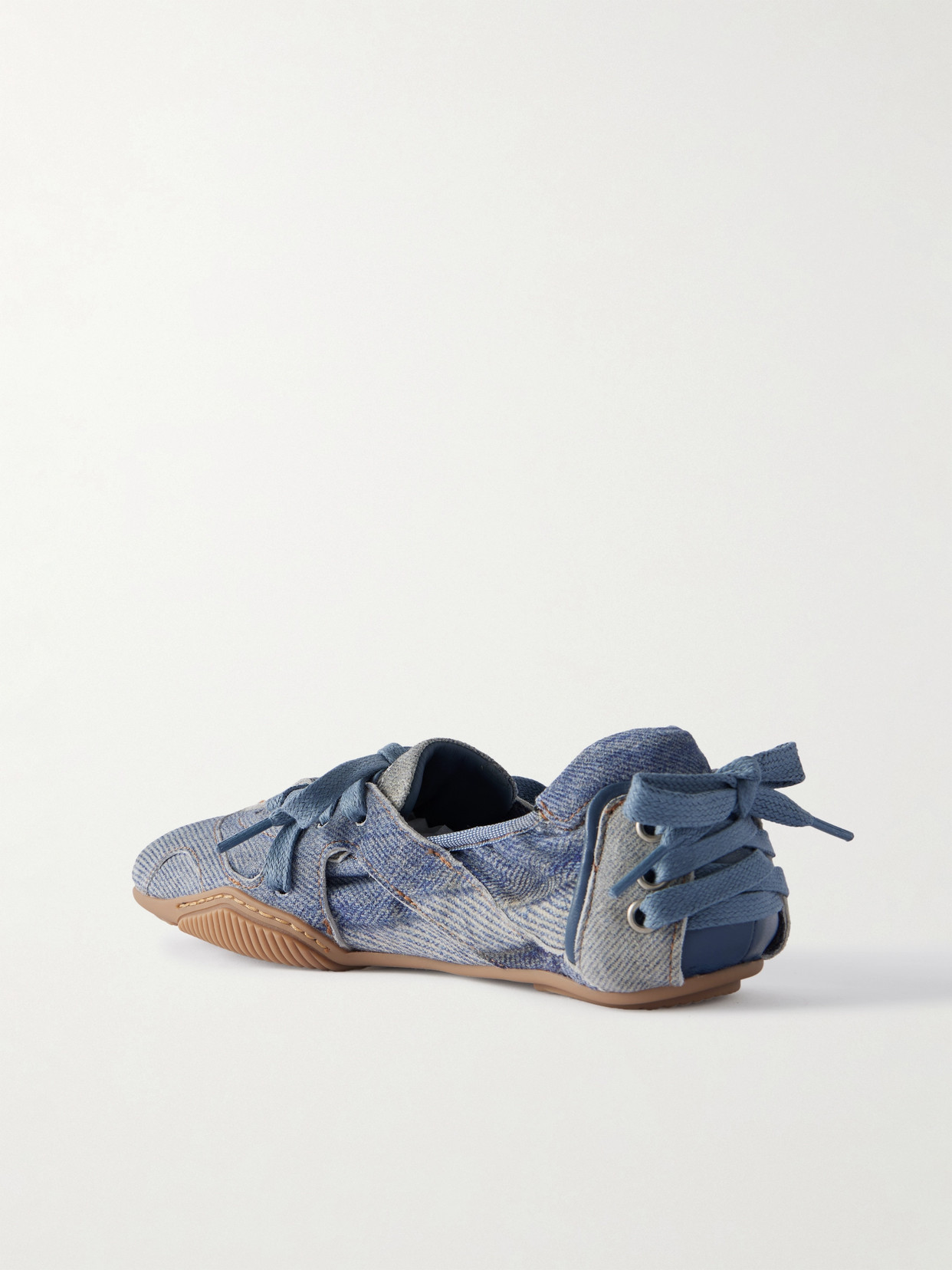 Bilaria Paneled Logo-Print Denim Ballet Flats