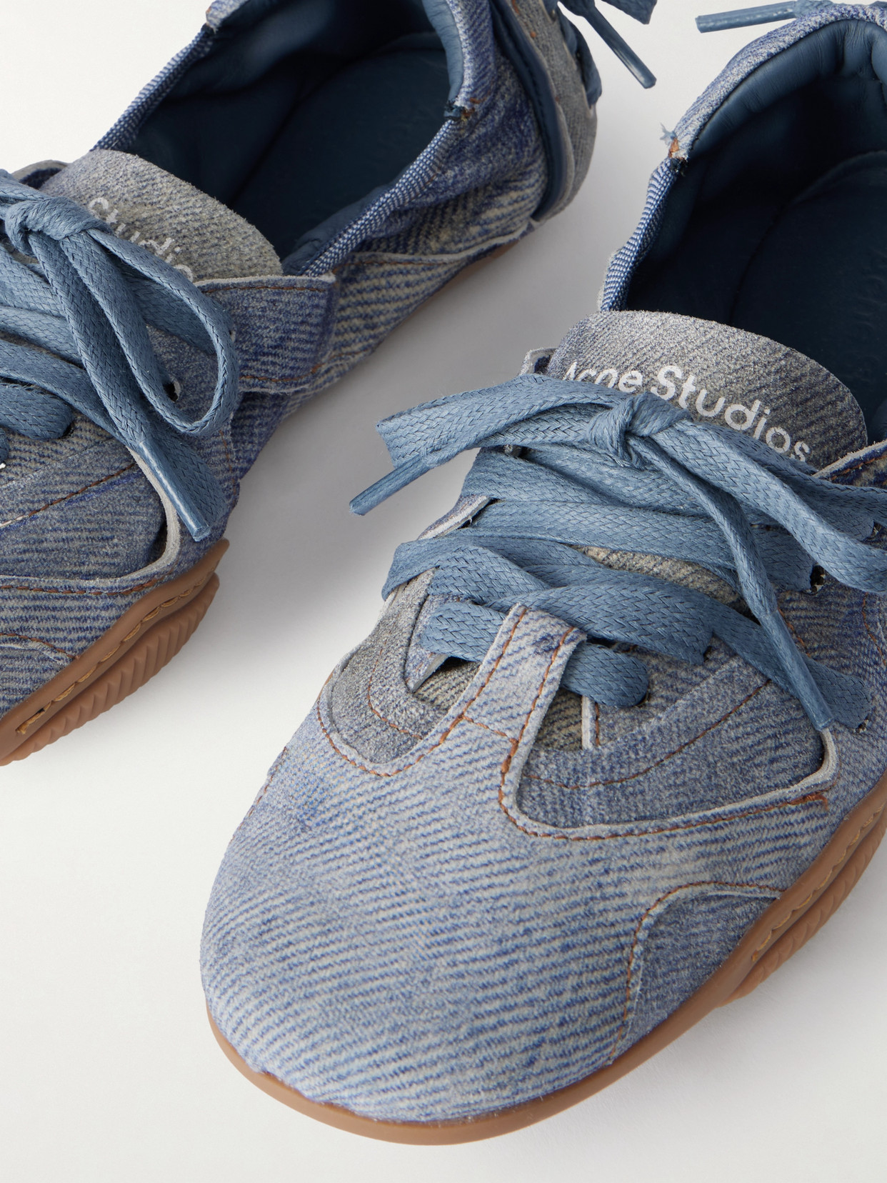 Bilaria Paneled Logo-Print Denim Ballet Flats