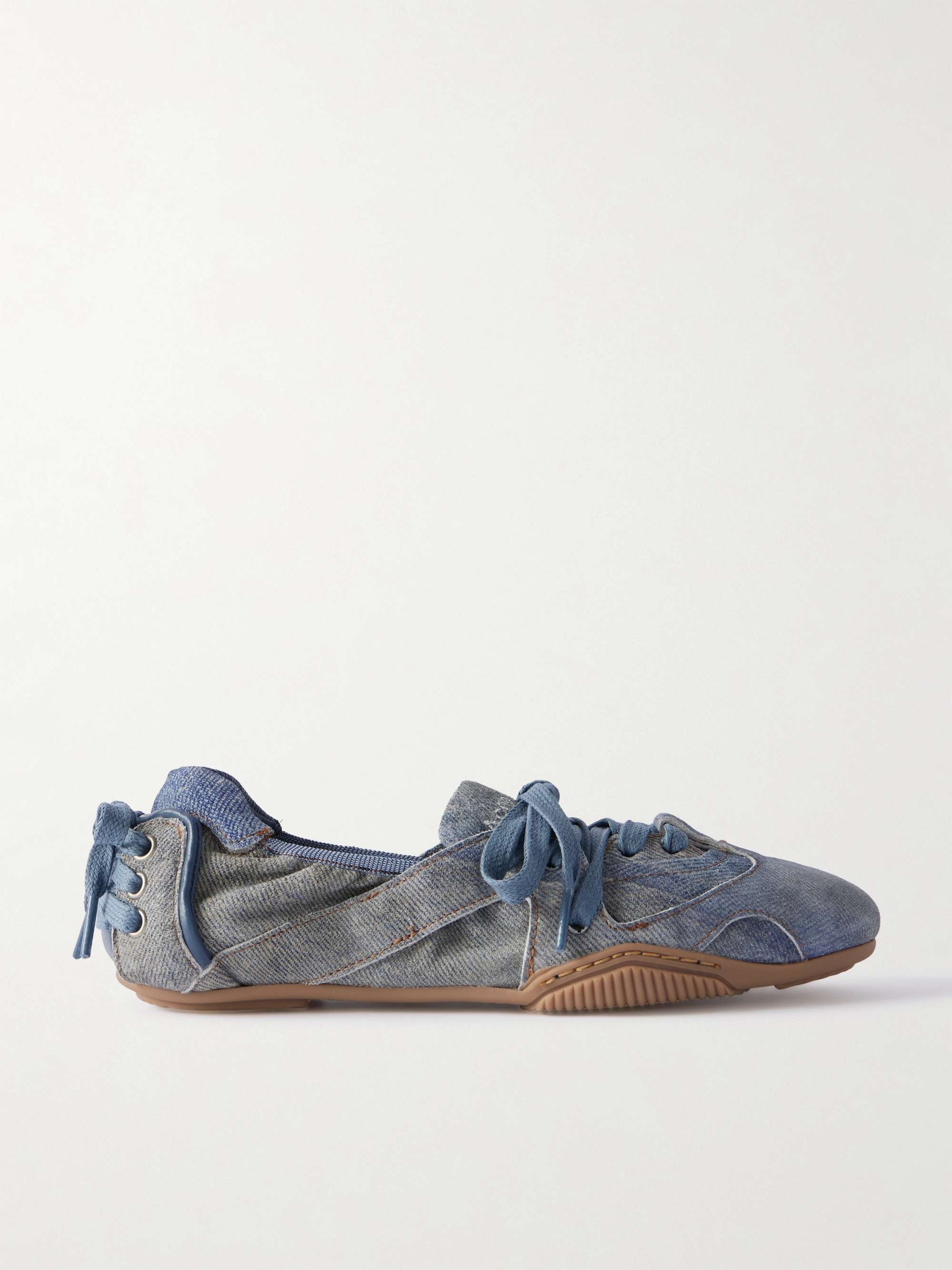 Bilaria paneled logo print denim ballet flats