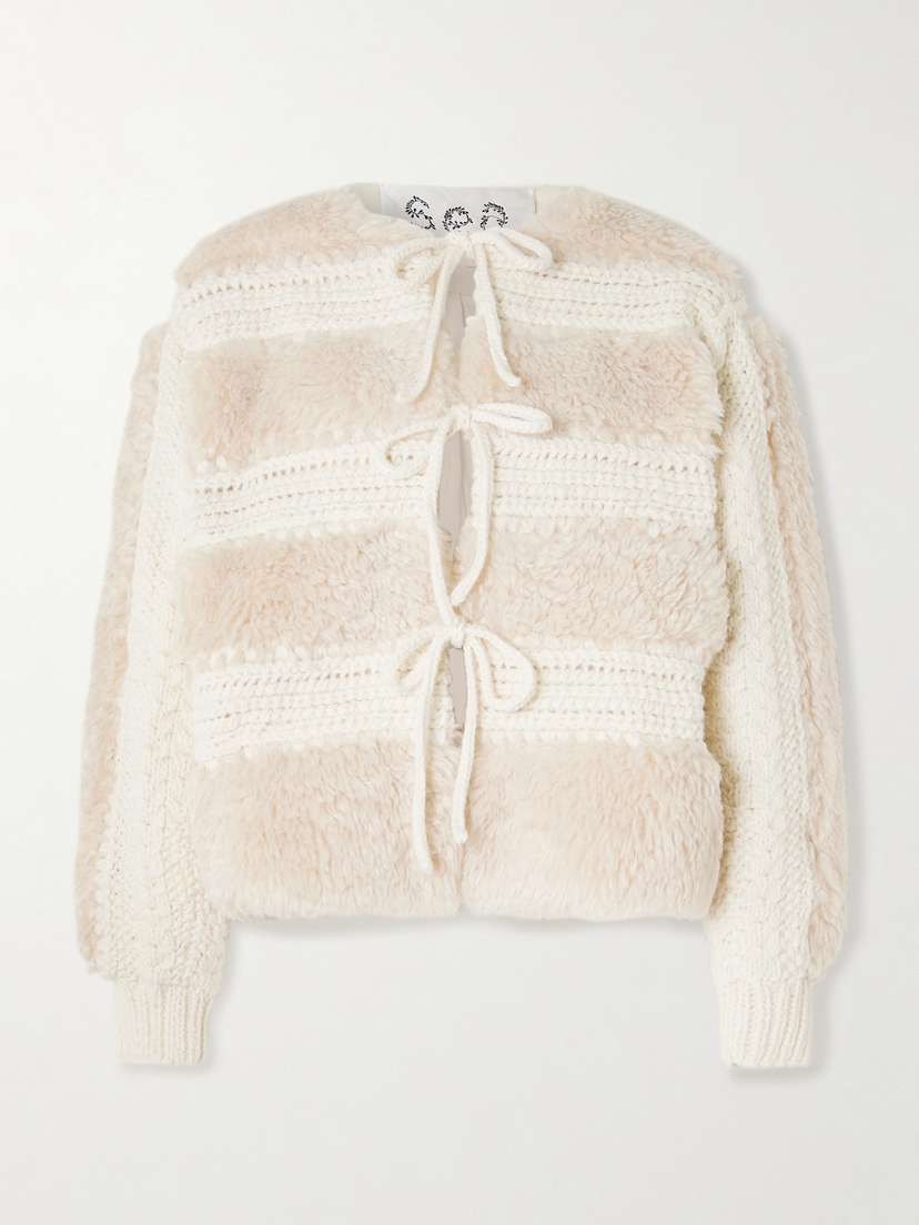 Sea Gisele Faux Shearling And Crocheted Wool Jacket