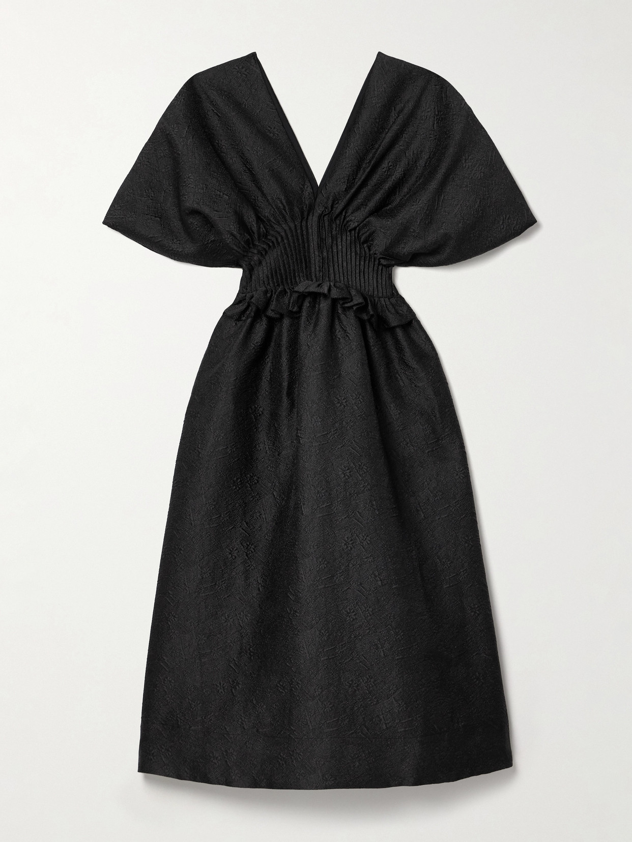 Sea Elegi Pintucked Matelassé Midi Dress In Black