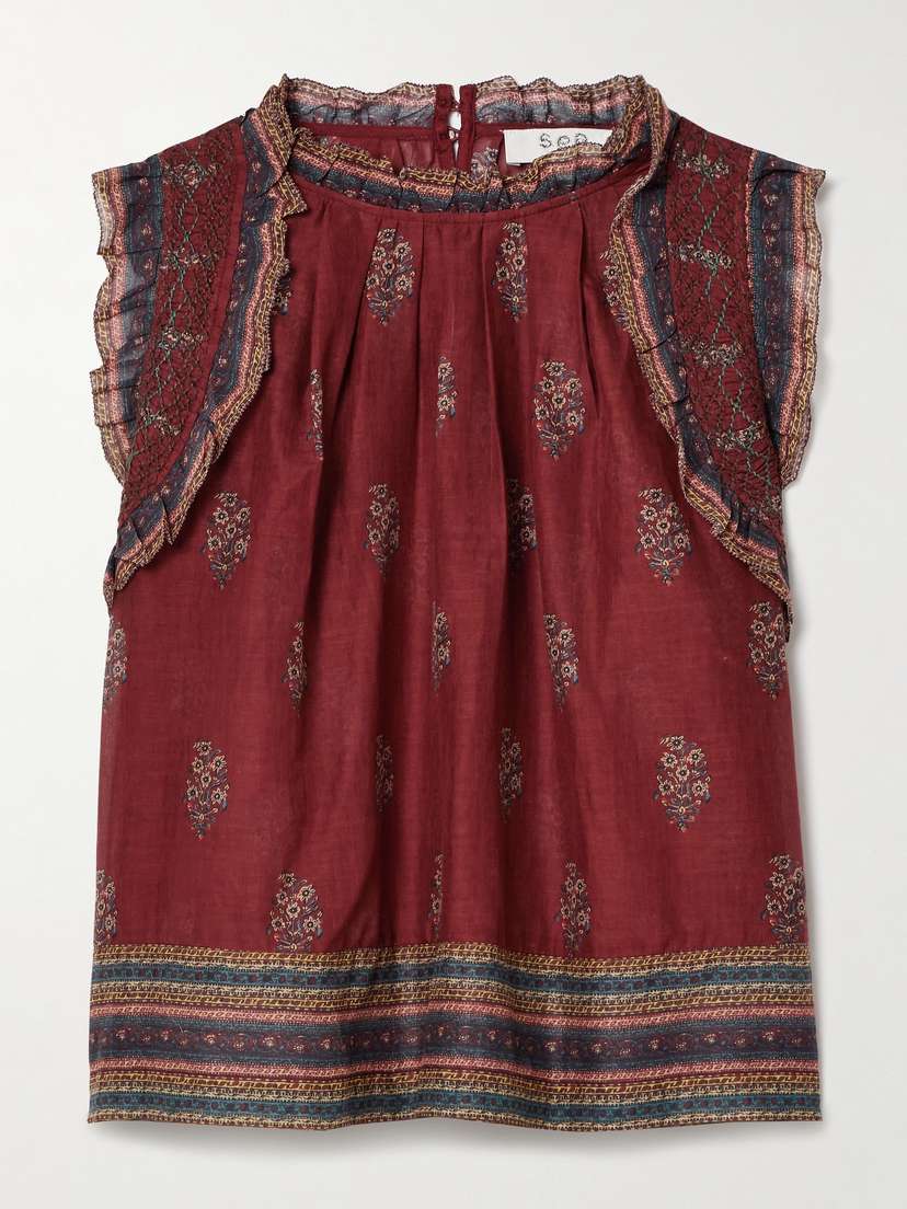 Sea Sierra Ruffled Printed Cotton-voile Blouse - x large