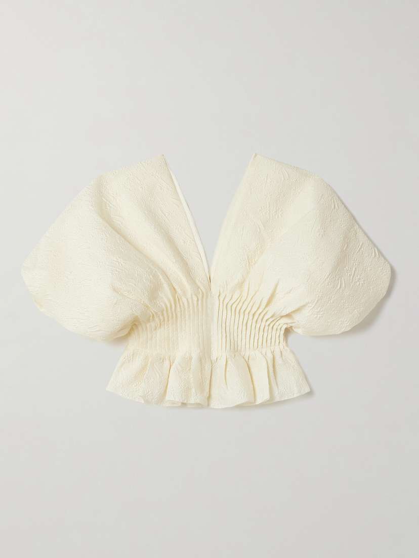Sea Elegi Cropped Pintucked Matelassé Top