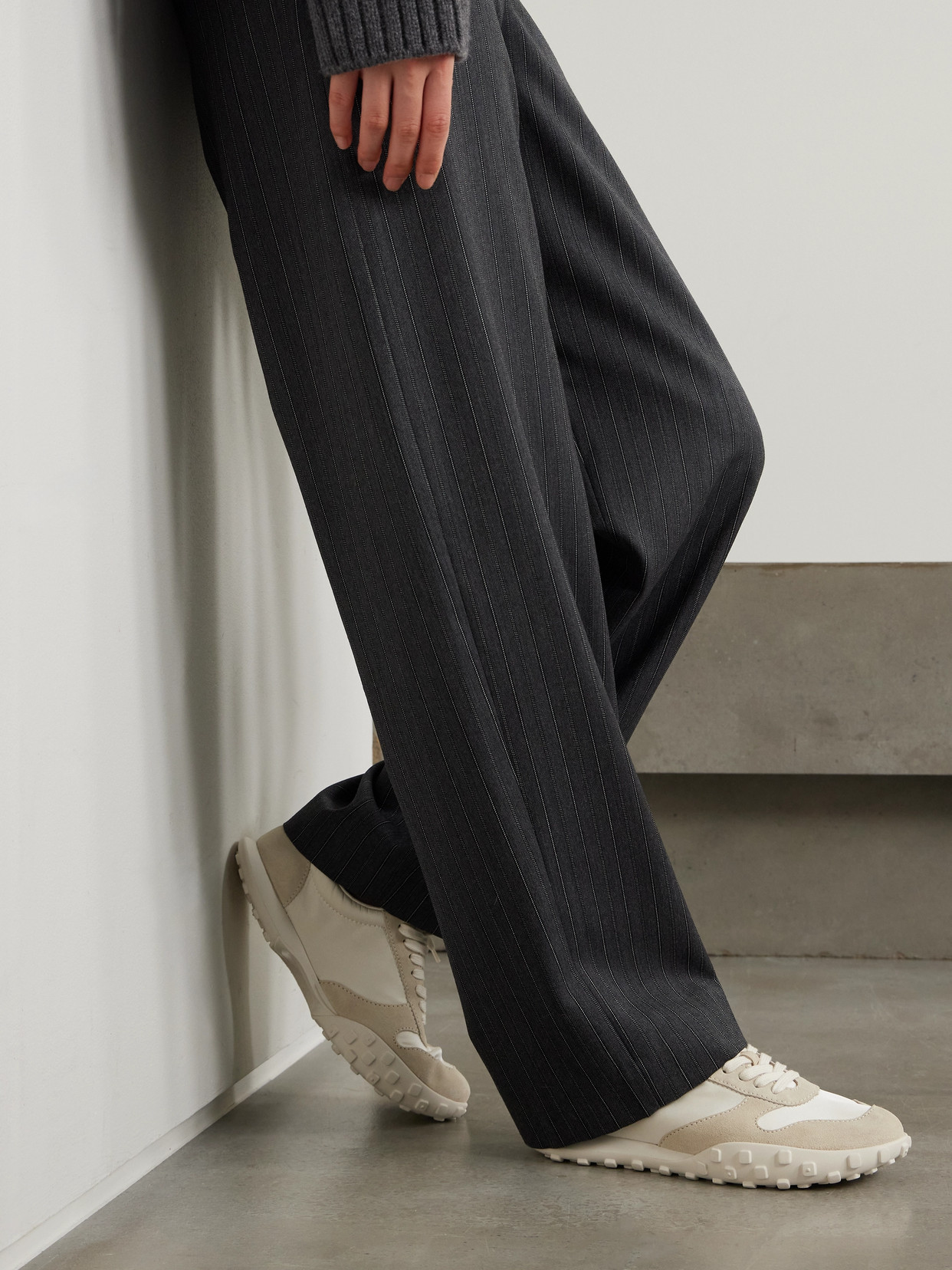 JIL SANDER MOON SUEDE AND SHELL SNEAKERS