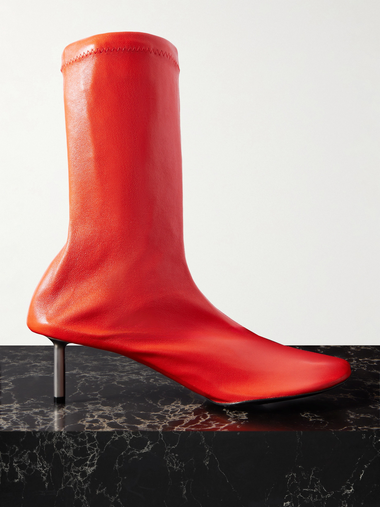 Jil Sander Leather Ankle Boots In Red