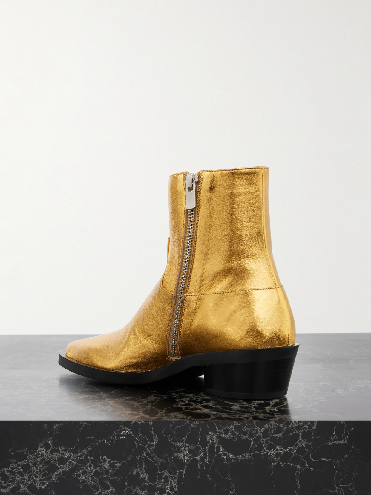 Proenza Schouler Bronco Metallic Leather Ankle Boots In Gold