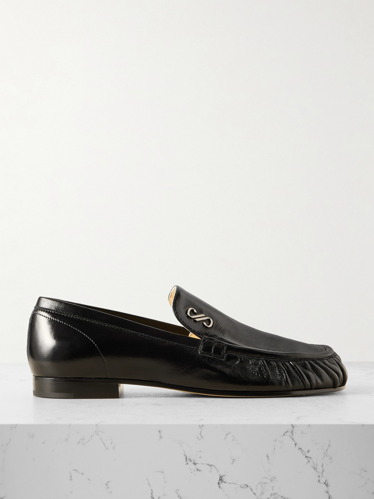 Proenza Schouler - Park Embellished Glossed Textured-leather Loafers - Black