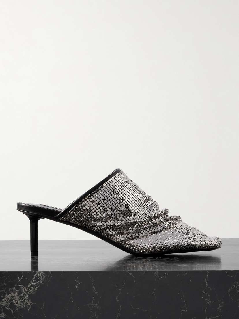 Jil Sander Chainmail-embellished Leather Mules