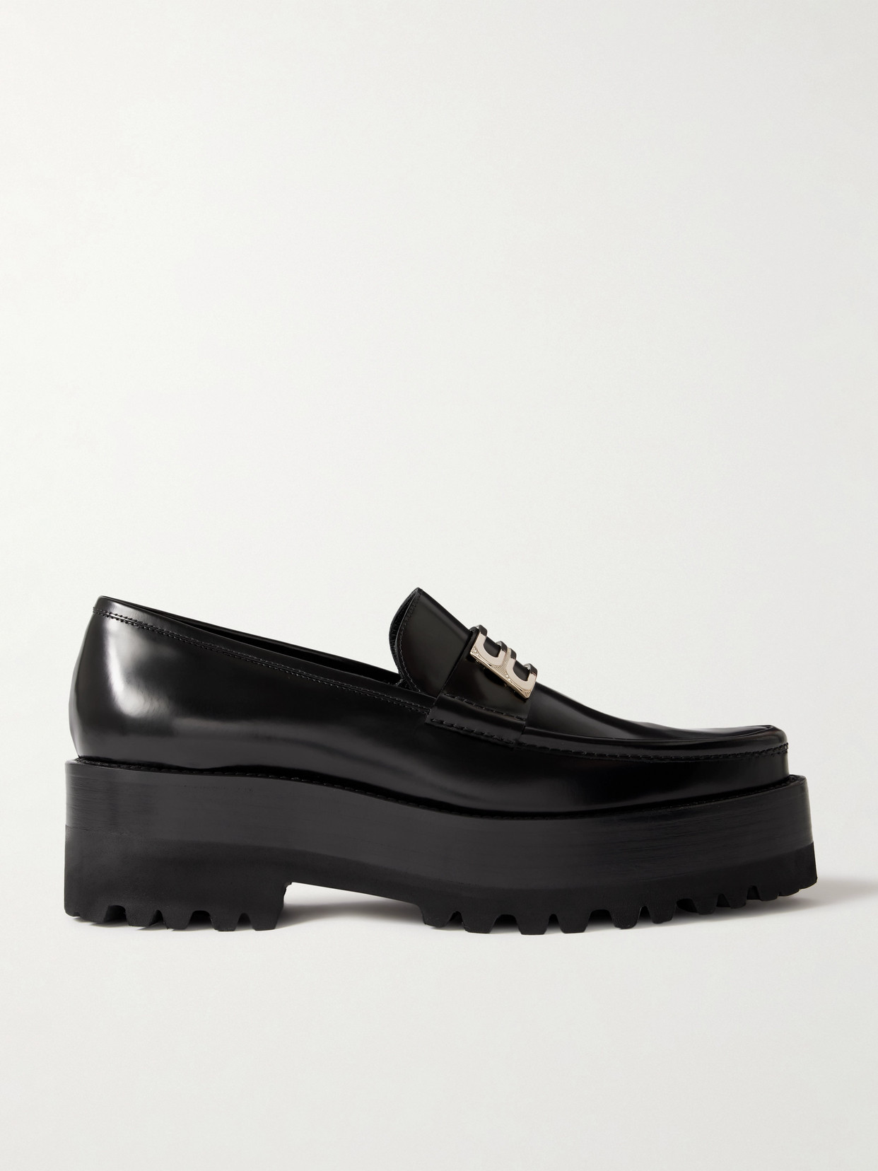 Victoria Beckham - Embellished Leather Platform Loafers - Black