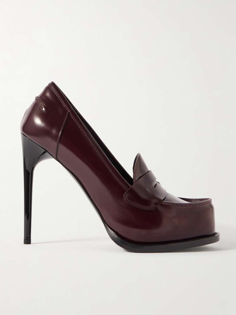Victoria Beckham Glossed-leather Platform Pumps