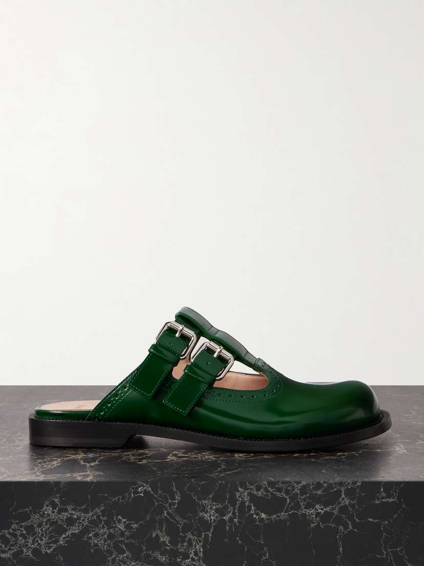 Loewe Campo Buckled Leather Mules