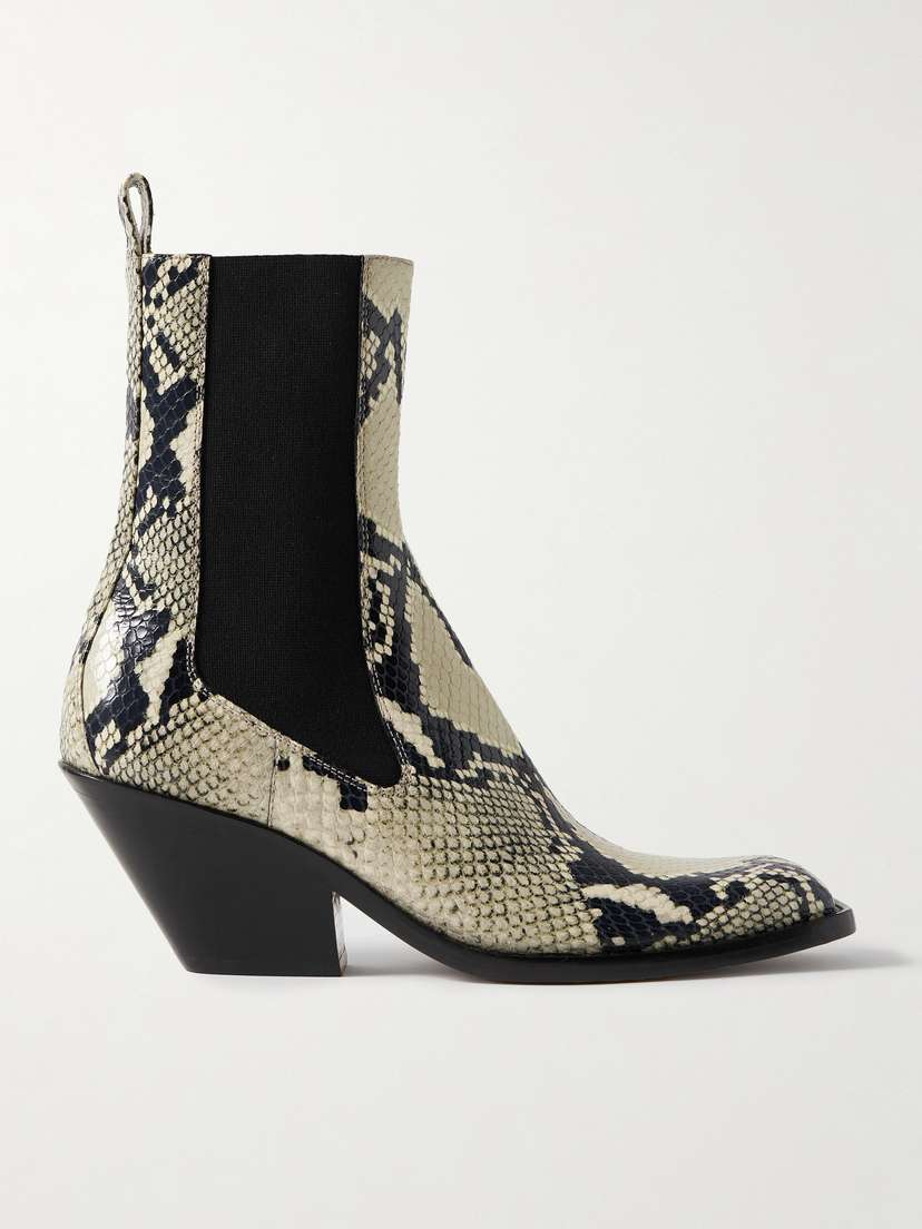 Khaite — Austin snake-effect leather ankle boots