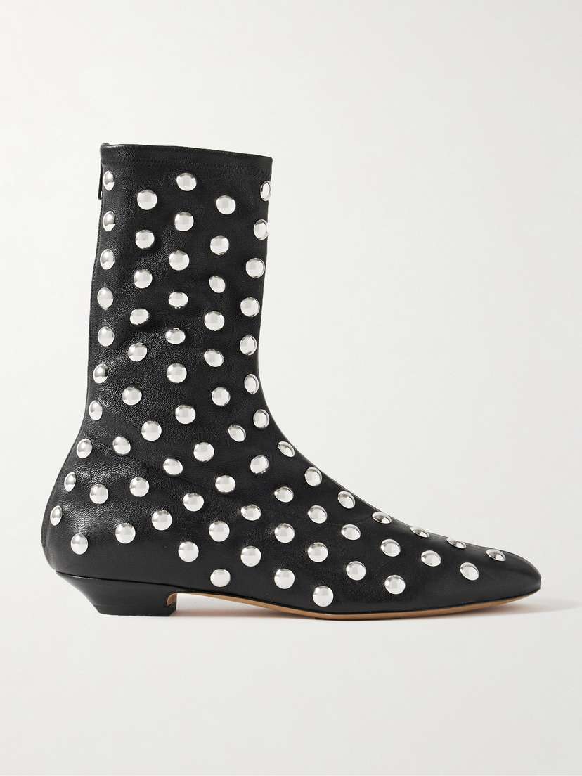 Khaite Studded Leather Ankle Boots