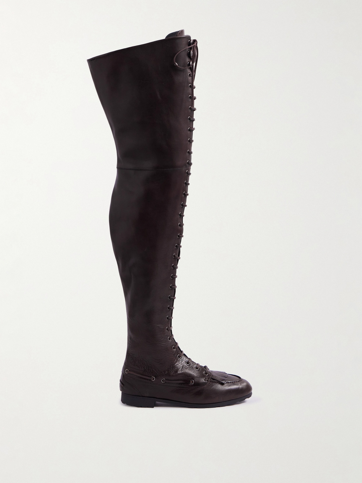 BALLY - Philomen Over-the-knee Leather Lace-up Boots - Brown