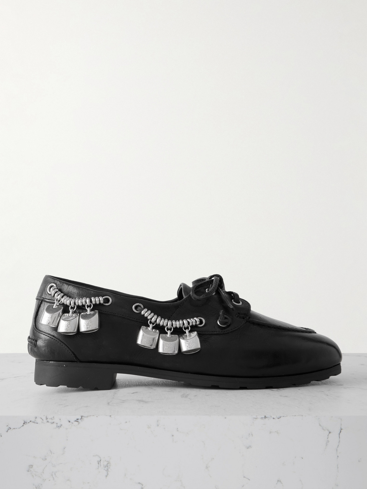 BALLY - Embellished Leather Loafers - Black