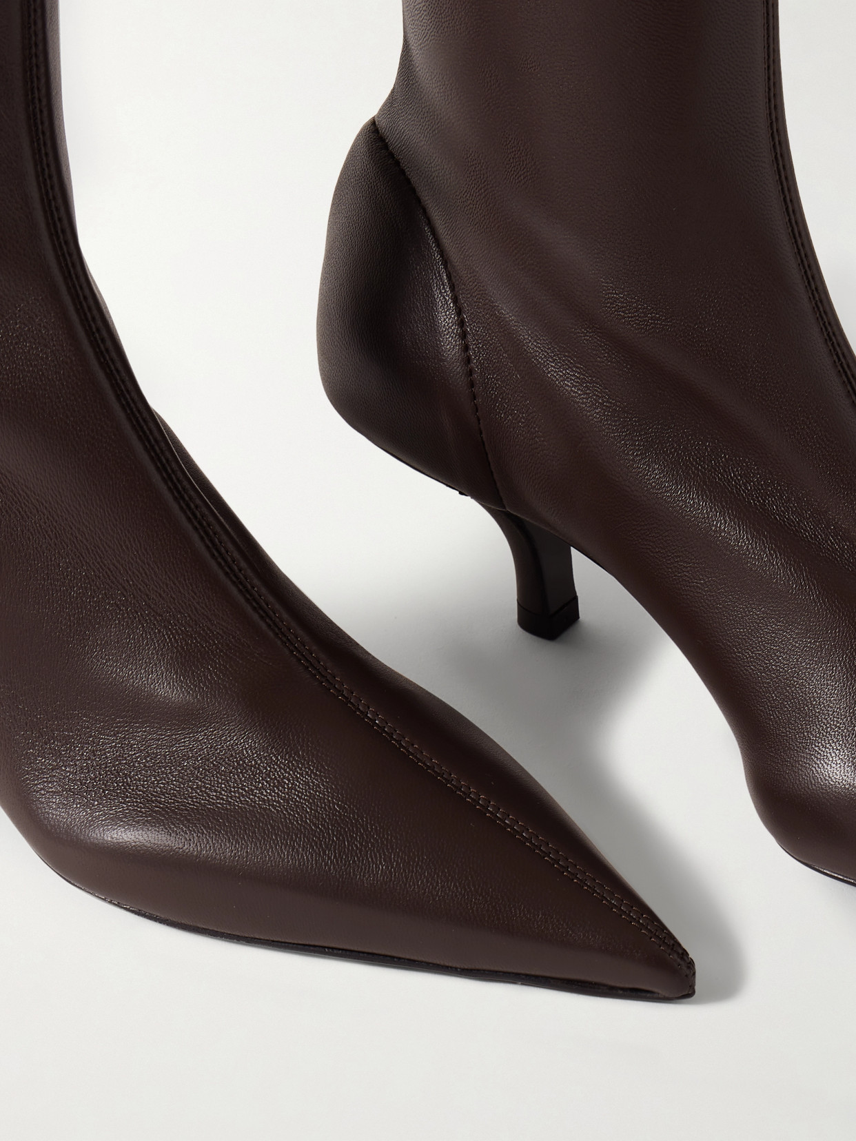 Totême Stiletto Ankle Boots In Calf Leather In Brown