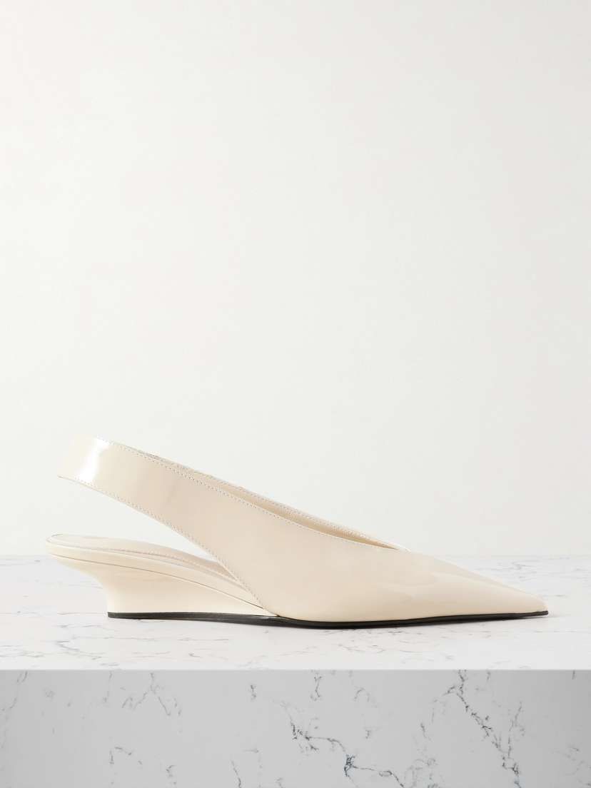TOTEME Patent-leather Wedge Slingback Pumps