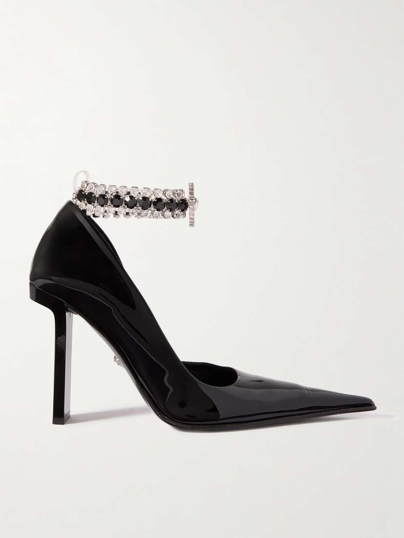 Versace Embellished Patent-leather Point-toe Pumps