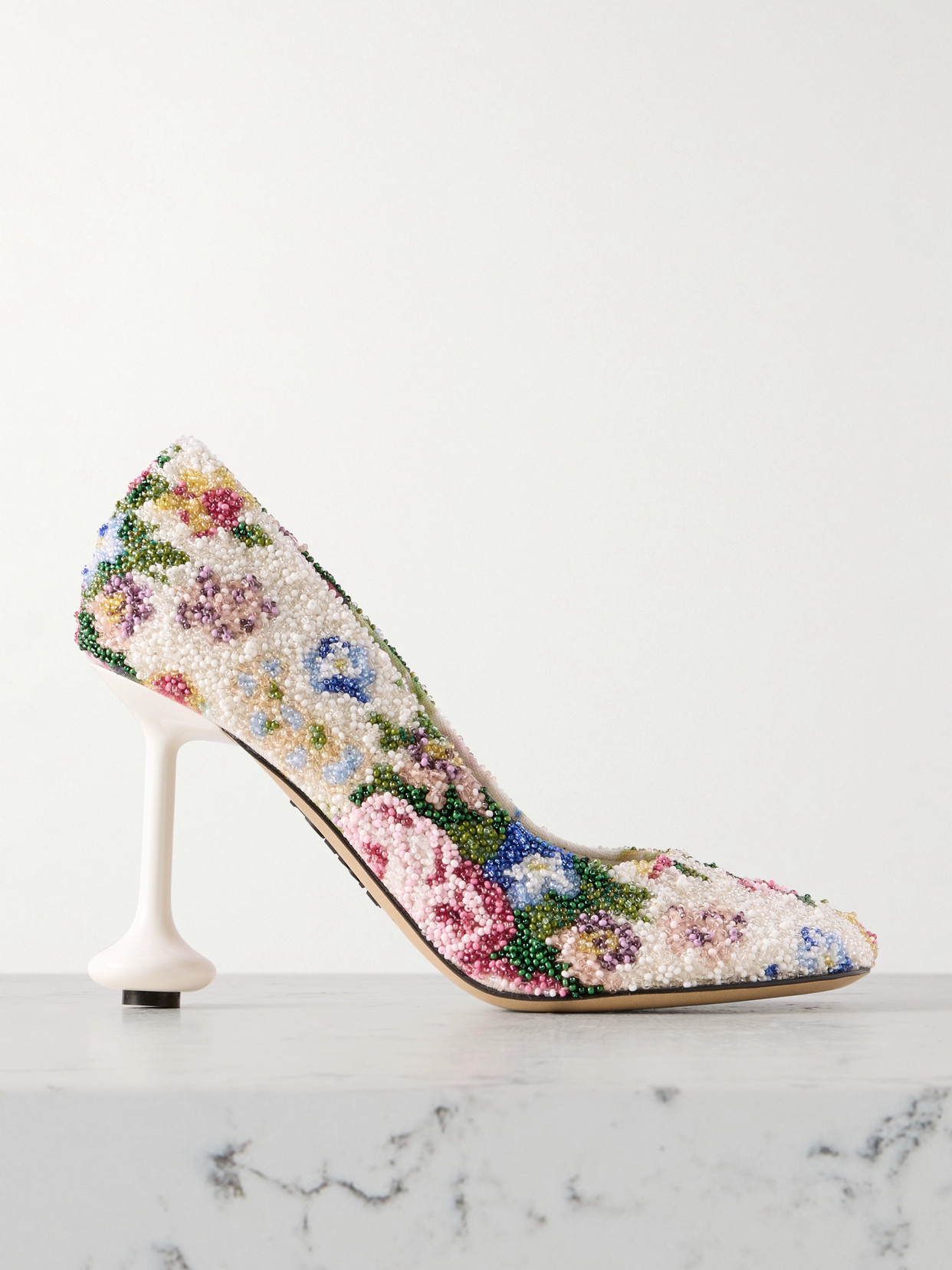 Loewe - Toy Bead-embellished Printed Canvas Pumps - White