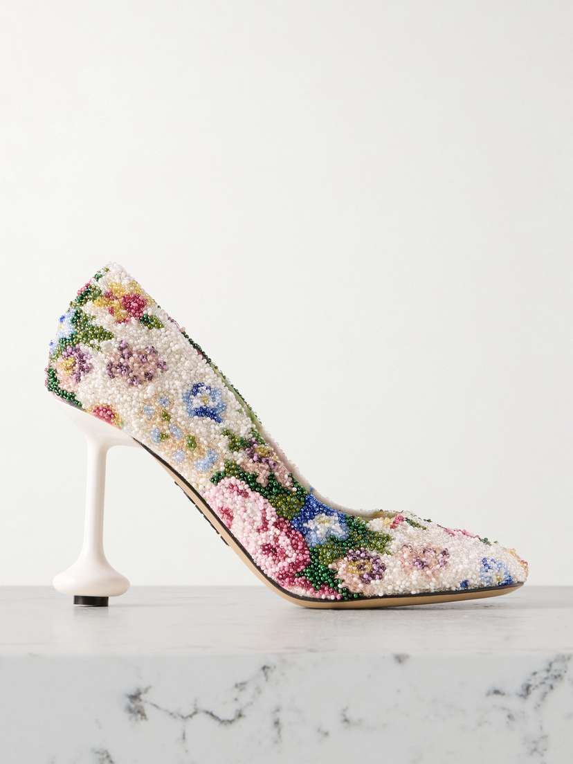 Loewe Toy Bead-embellished Printed Canvas Pumps