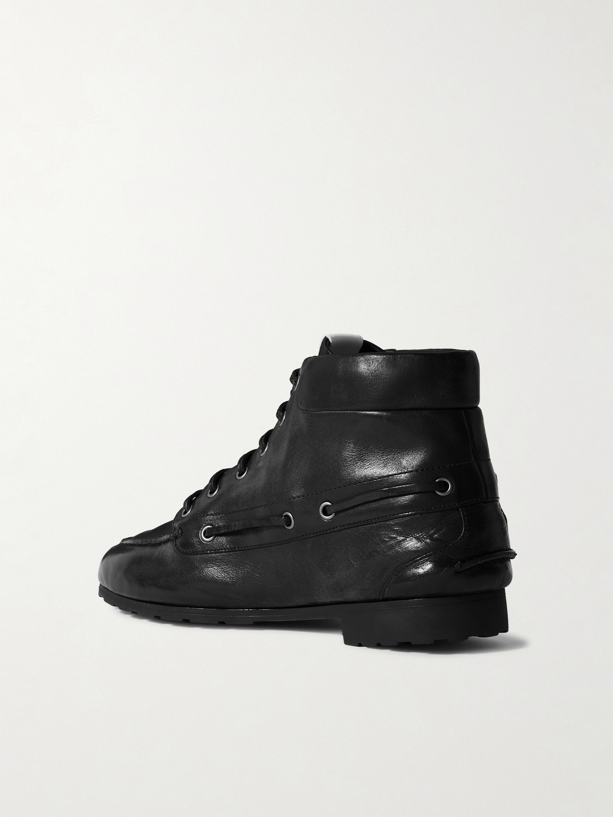 Bally Paphos Leather Combat Boots In Black