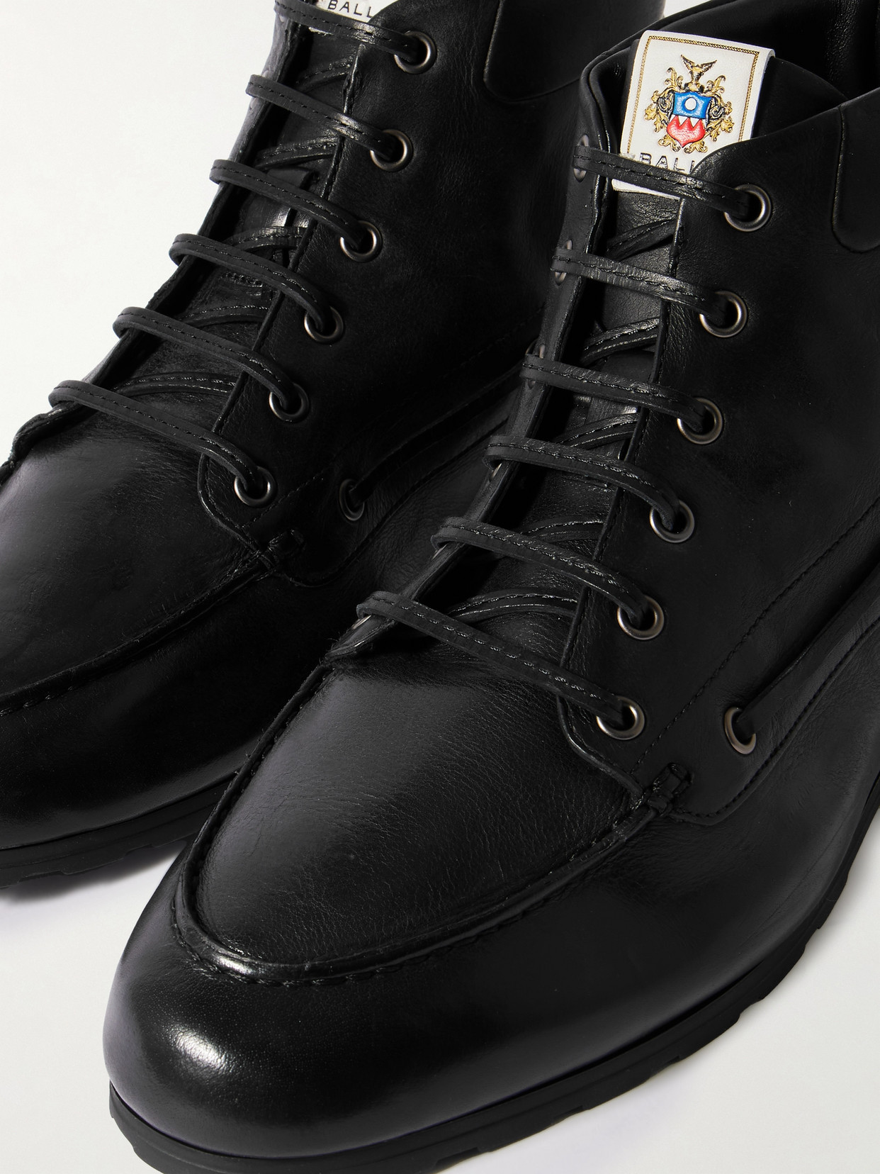 Bally Paphos Leather Combat Boots In Black
