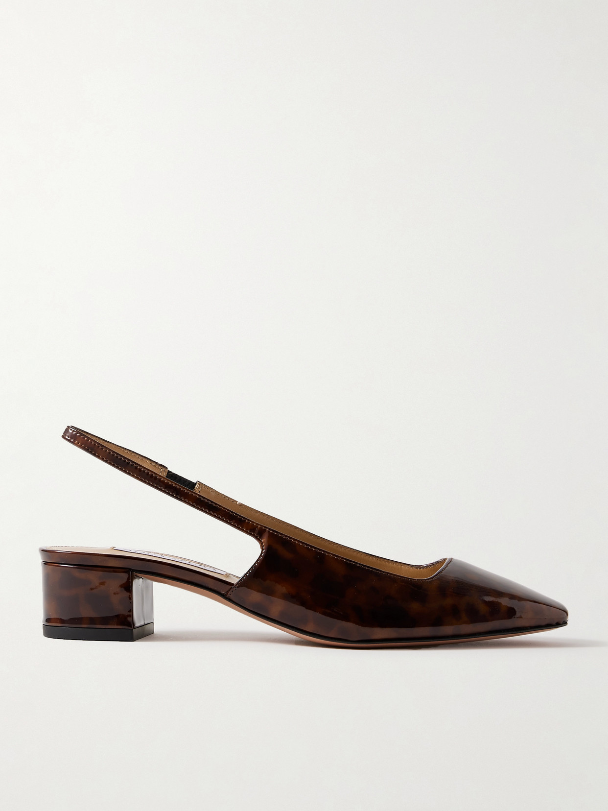 Aquazzura Ginza 35 Printed Patent-leather Slingback Pumps In Brown