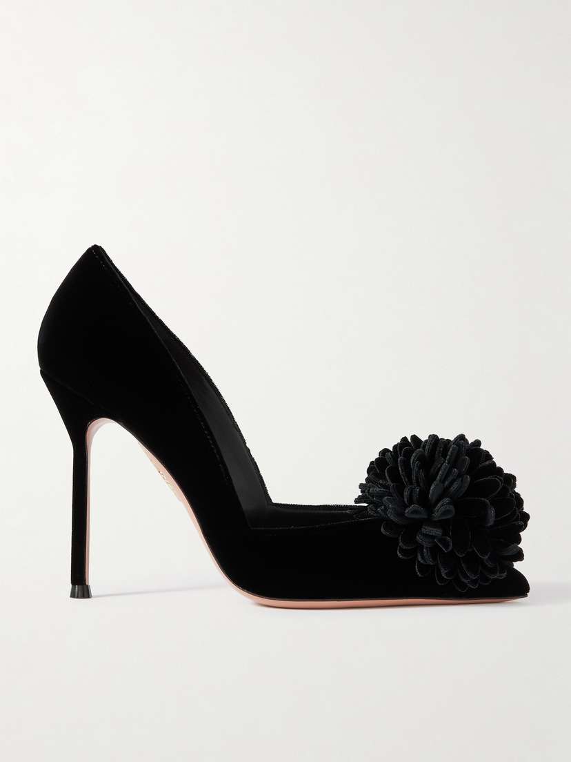 Aquazzura Couturier Appliquéd Velvet Pumps