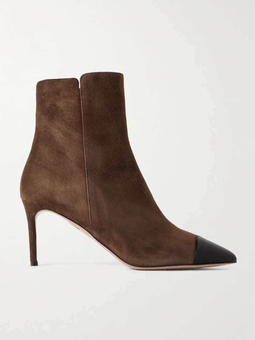 Aquazzura Milanese Leather-trimmed Suede Ankle Boots