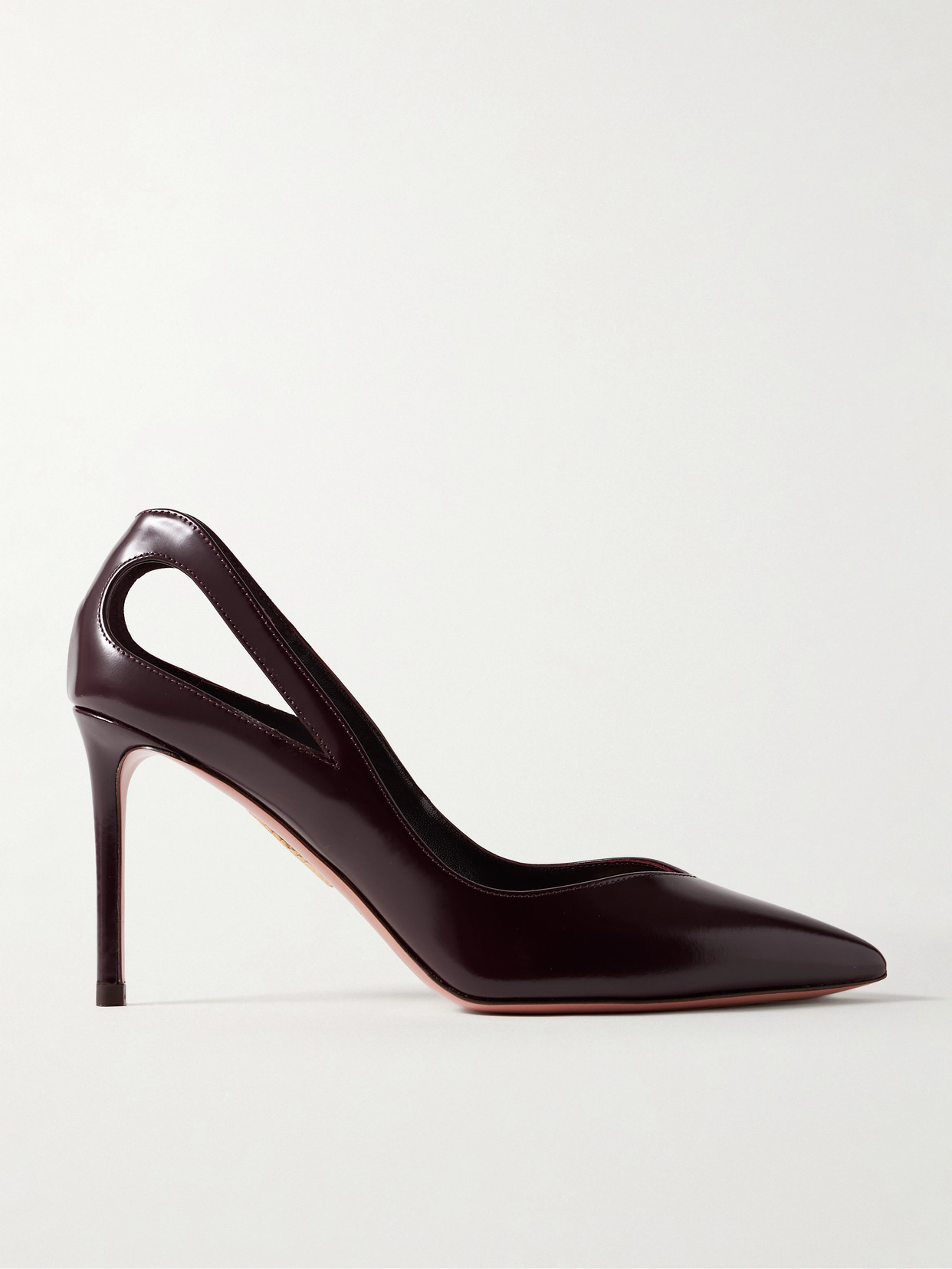 Aquazzura - Sheeva 105 Cutout Glossed-leather Pumps - Burgundy