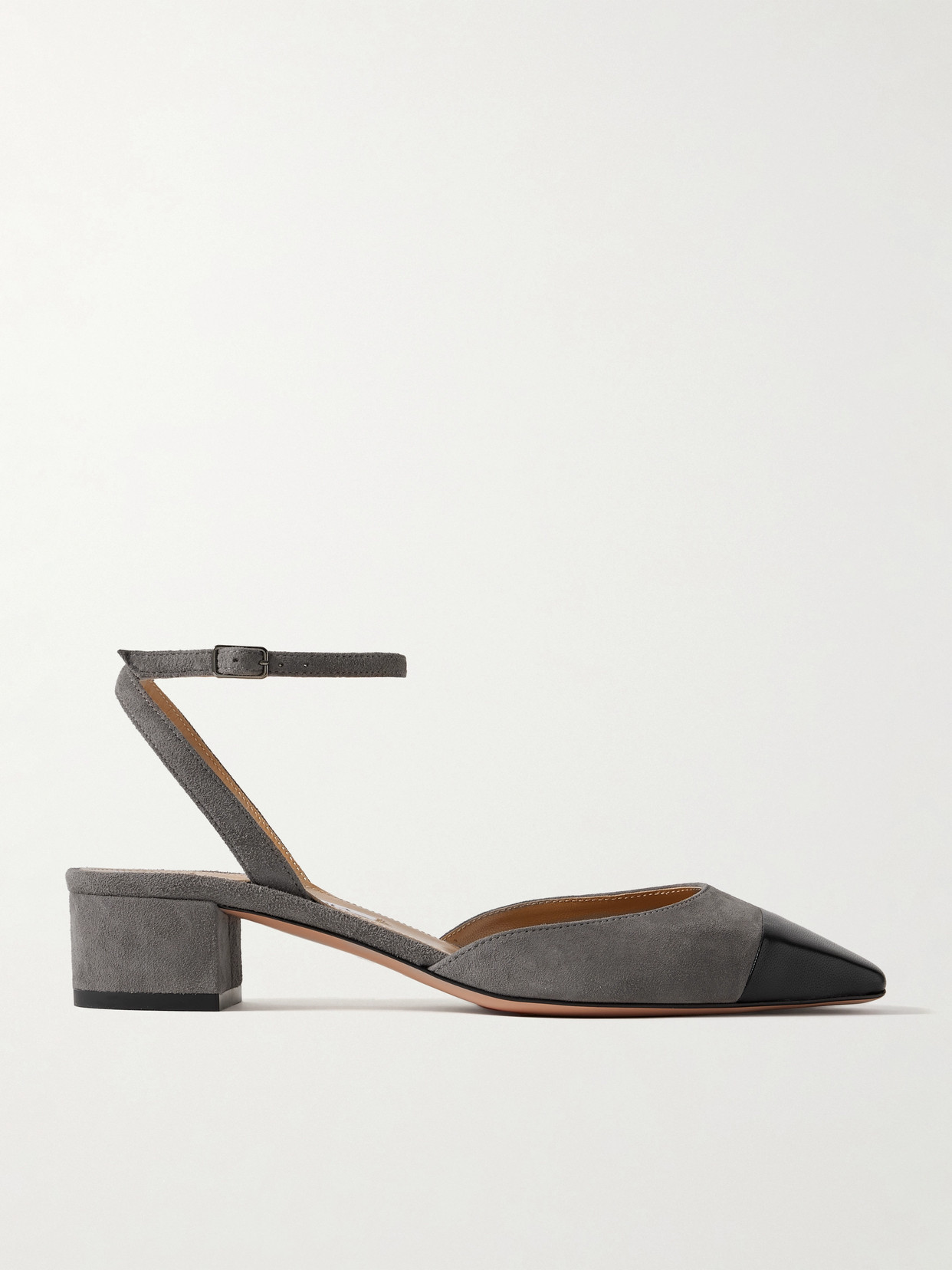 Aquazzura - French Flirt 35 Leather-trimmed Suede Pumps - Gray