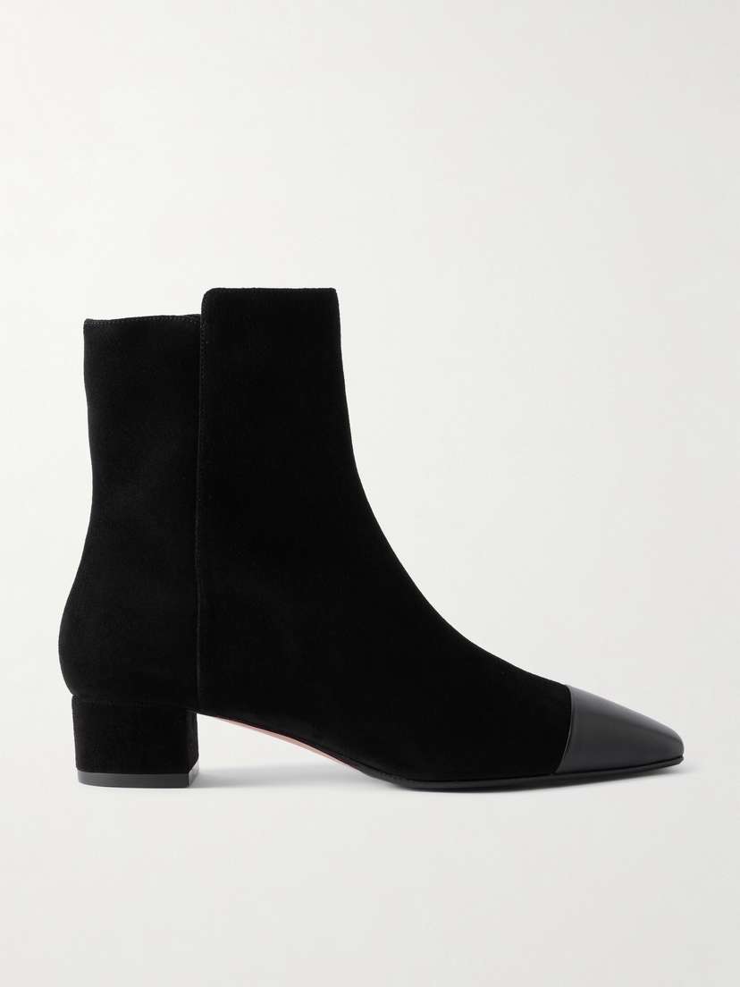 Aquazzura French Flirt Leather-trimmed Suede Ankle Boots
