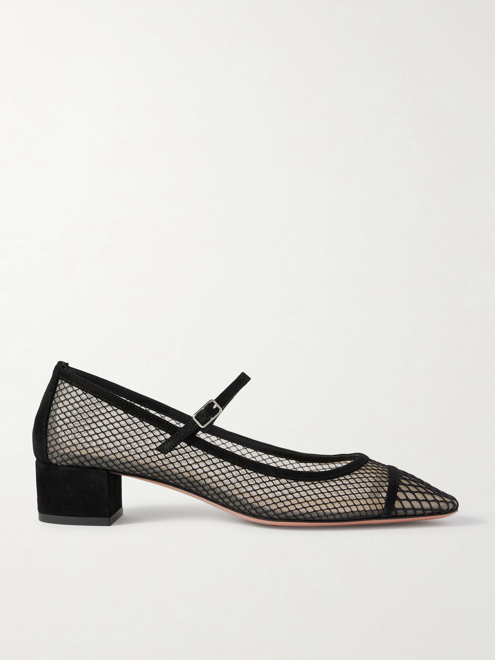 Escarpins en resille a finitions en daim Mayor noir IT36.5