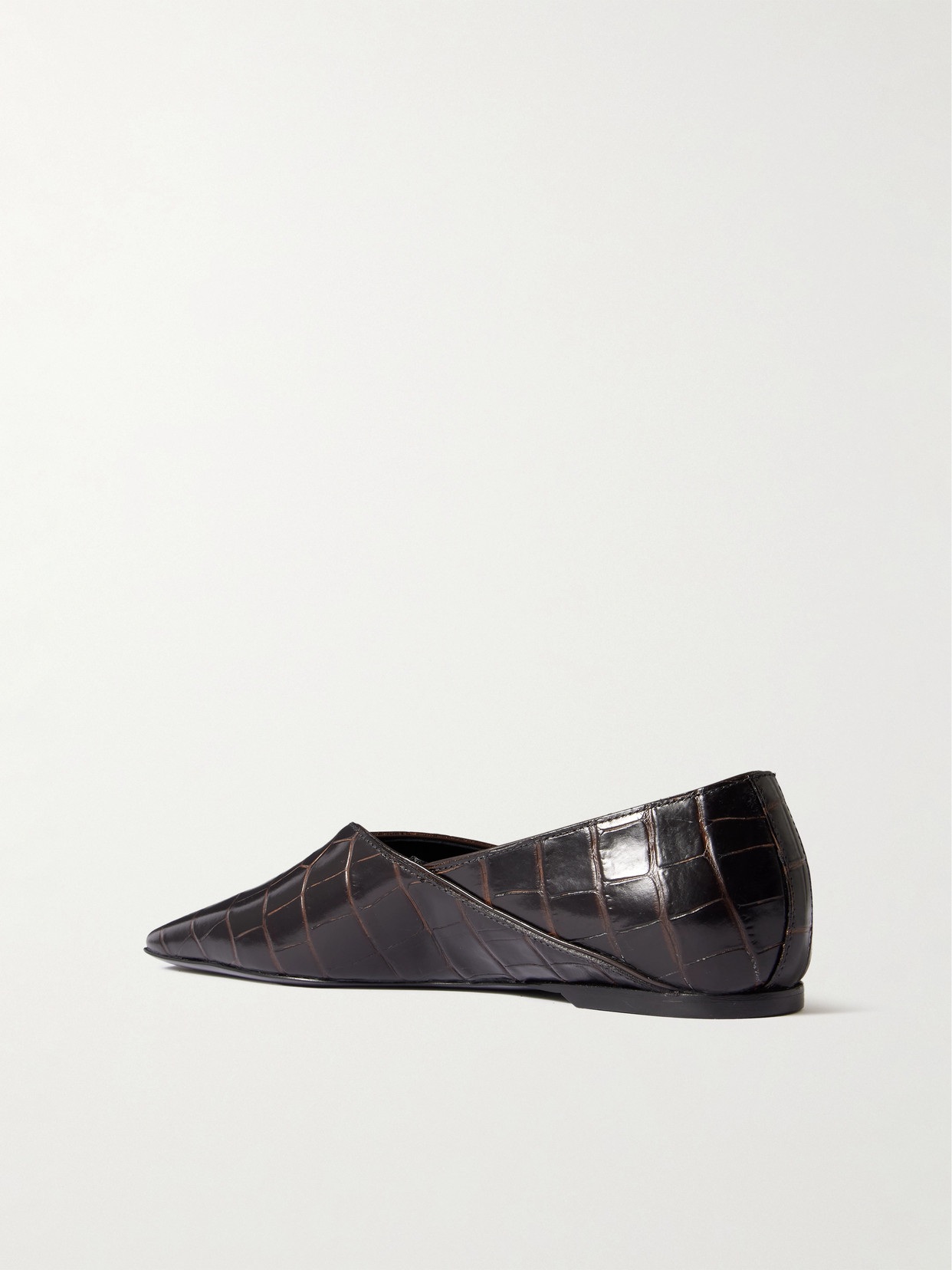 Totême Toteme Croc-embossed Leather The Everyday Ballet Flats In Brown