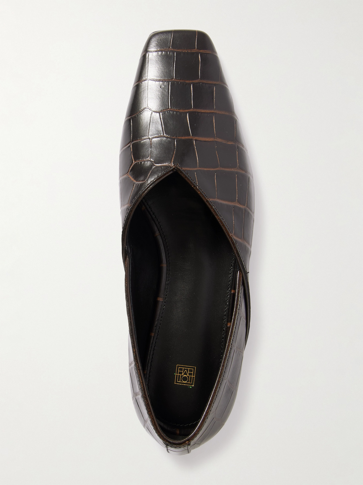 Totême Toteme Croc-embossed Leather The Everyday Ballet Flats In Brown