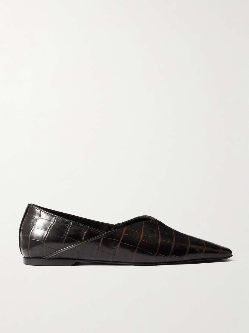 TOTEME The Everyday Croc-effect Leather Ballet Flats