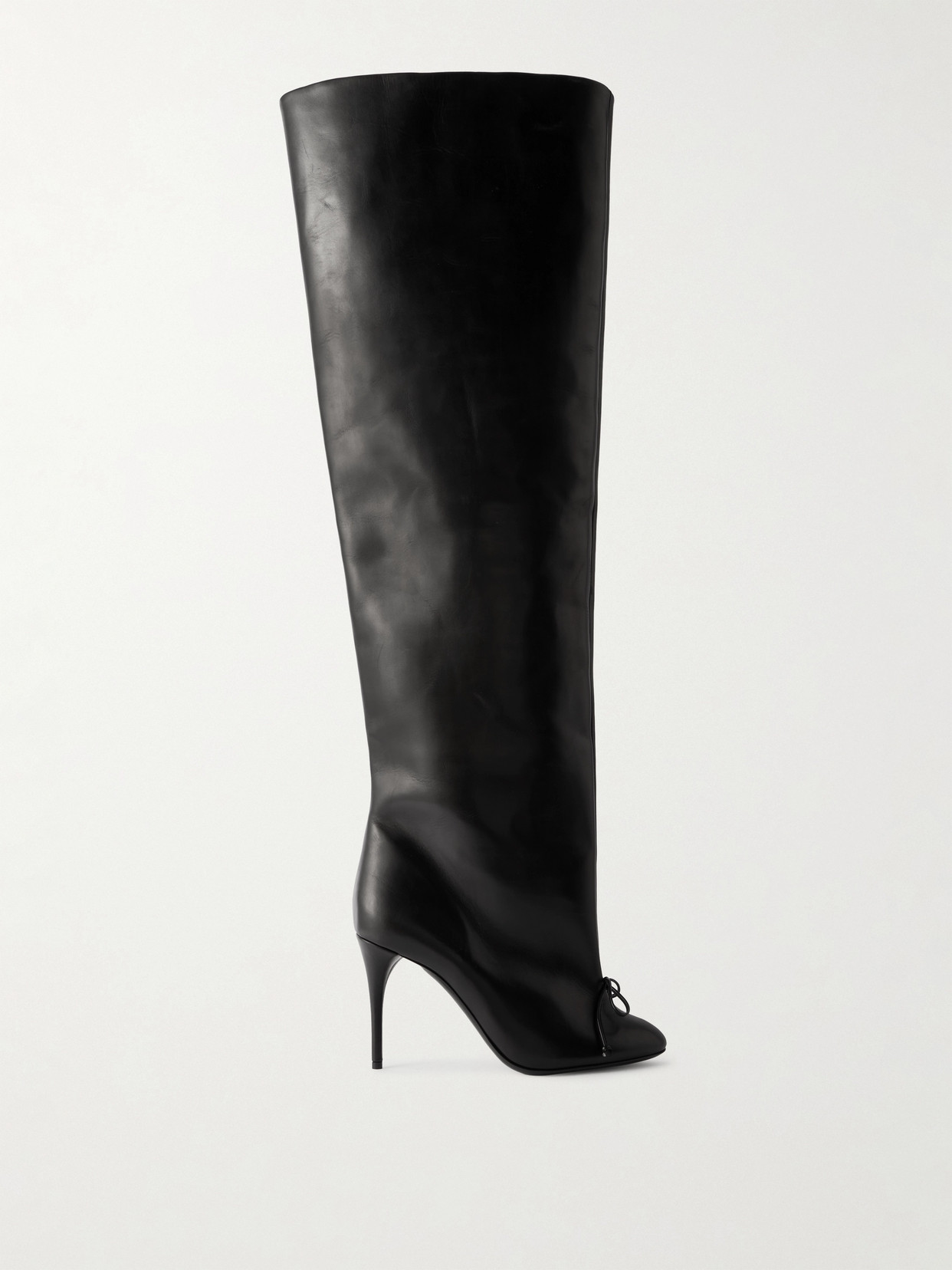 Alaïa Wide Leather Knee Boots In Black