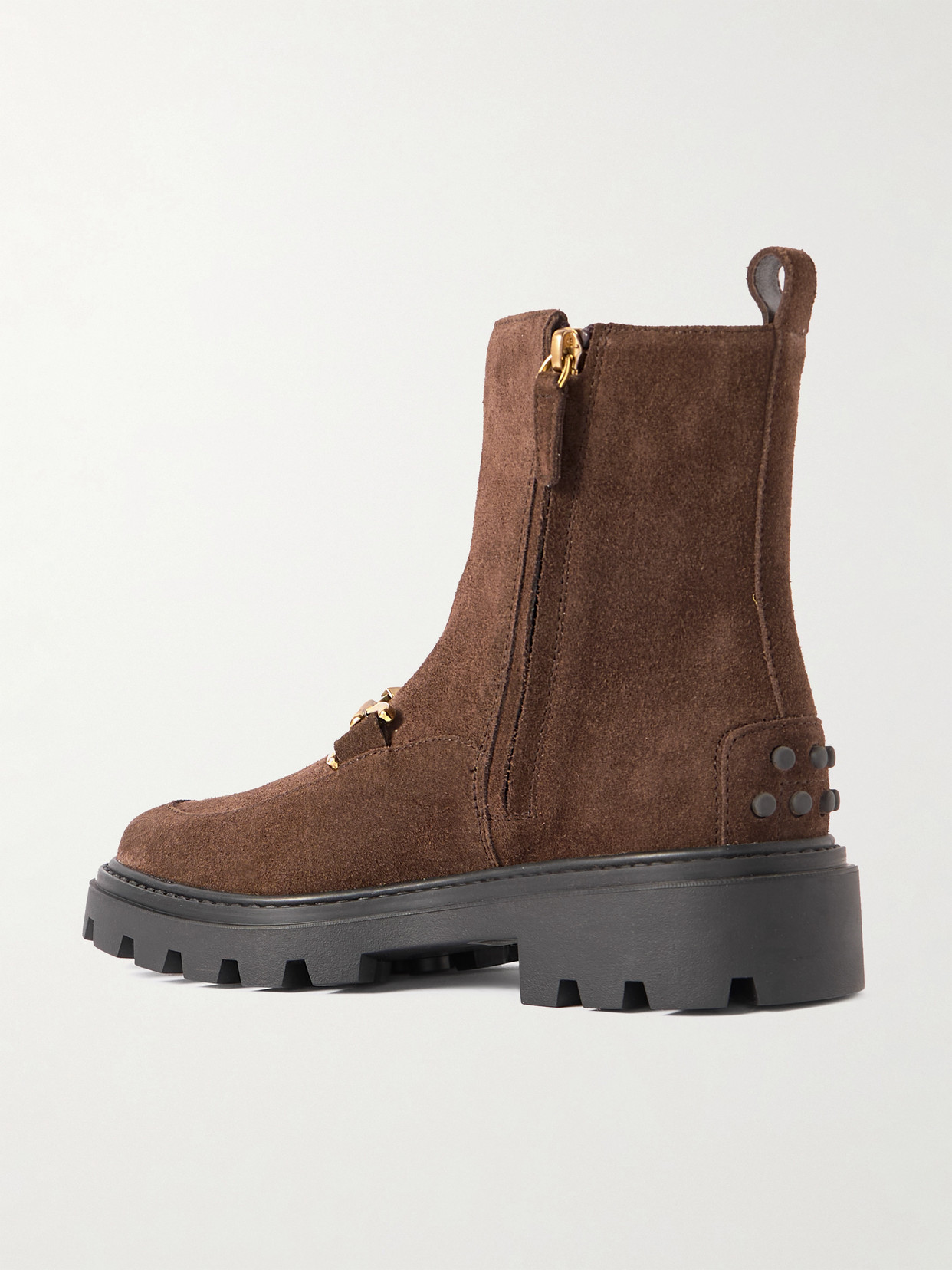 Tod's Logo-plaque Suede Ankle Boots In Brown